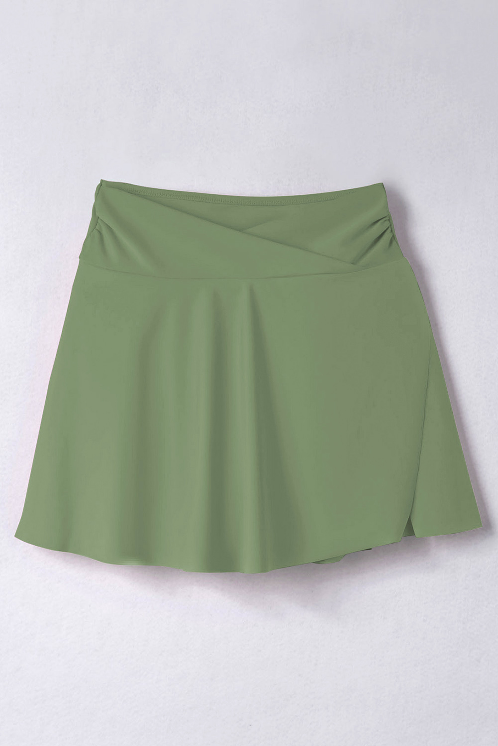 Green Criss Cross Waist Flared Swim Skirt - loveforevers