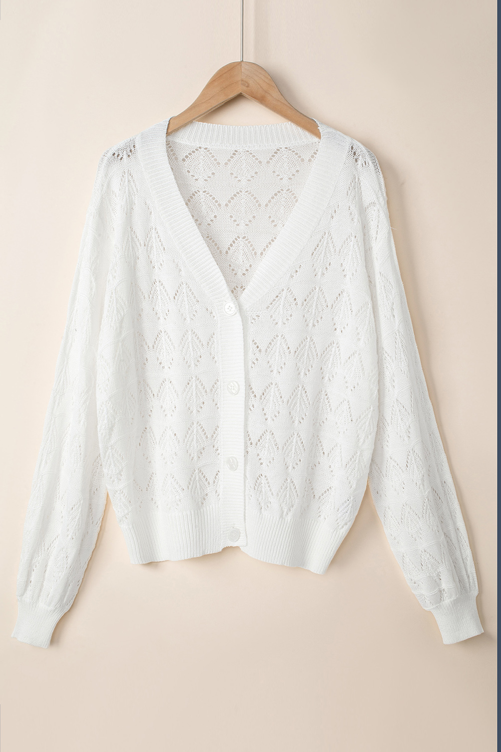 Fiery Red Lightweight Buttoned Front Crochet Cardigan - loveforevers