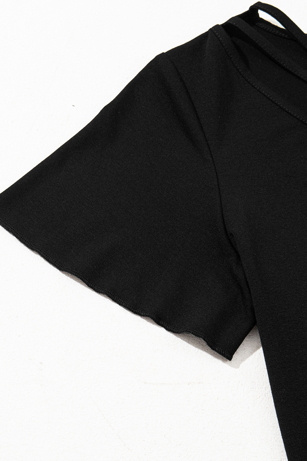 Black Crisscross V Neck Butterfly Sleeve T Shirt - loveforevers