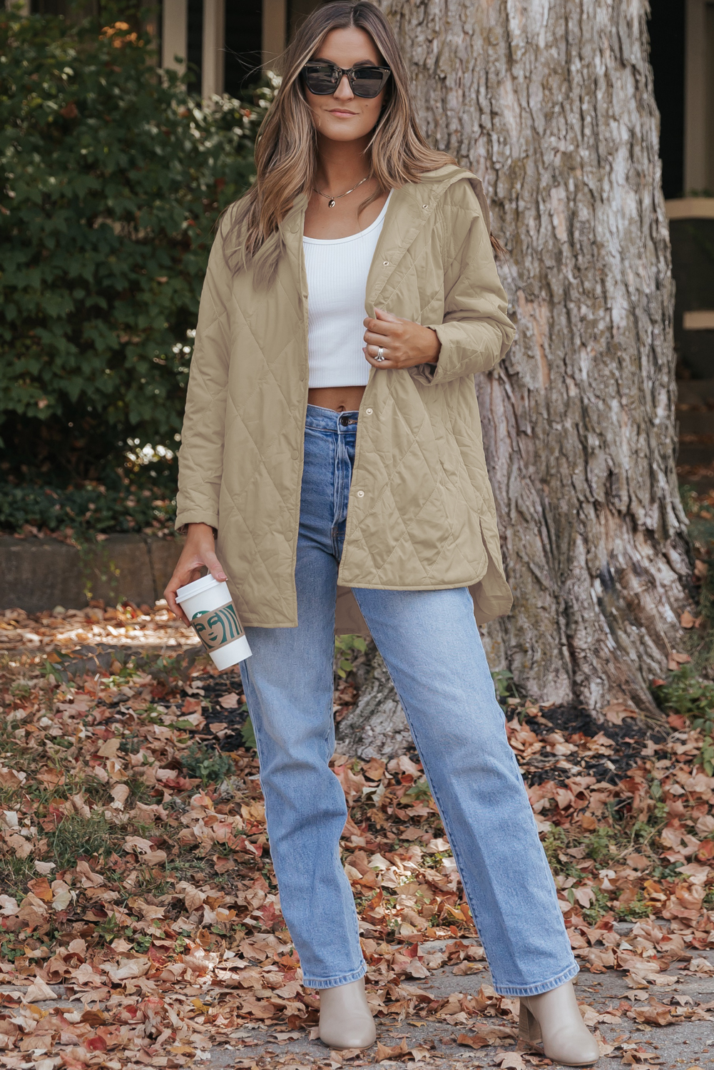 Green Quilted Snap Button Hooded Puffer Coat - loveforevers