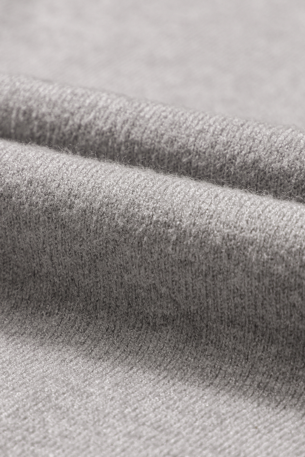 Gray Turtleneck Drop Shoulder Bubble Sleeve Knit Sweater - loveforevers