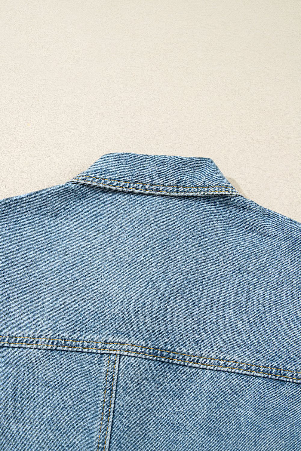 Beau Blue Multi Patched Pockets Side Tie up Boyfriend Style Denim Jacket - loveforevers