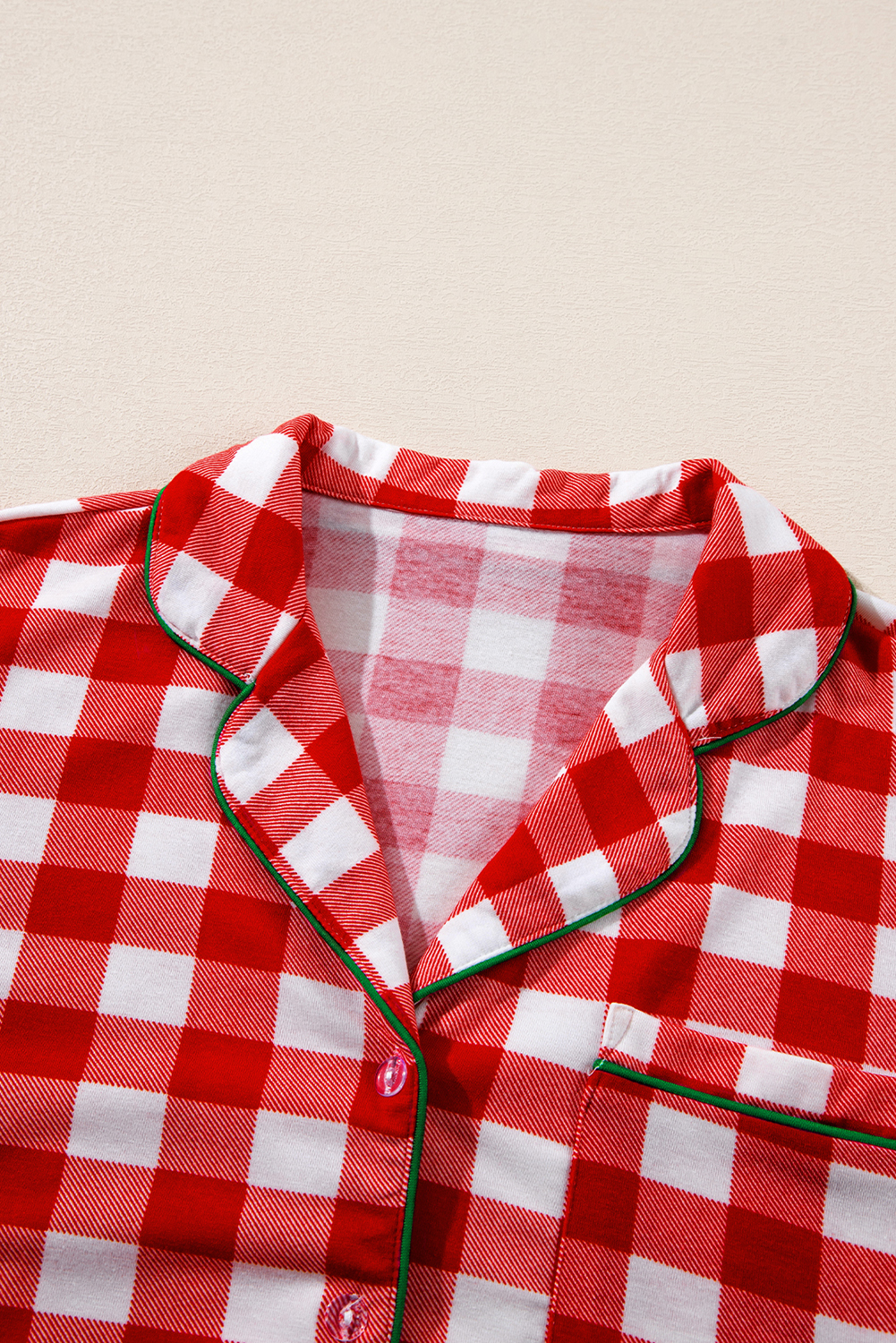 Fiery Red Christmas Plaid Print Shirt and Pants Pajama Set - loveforevers