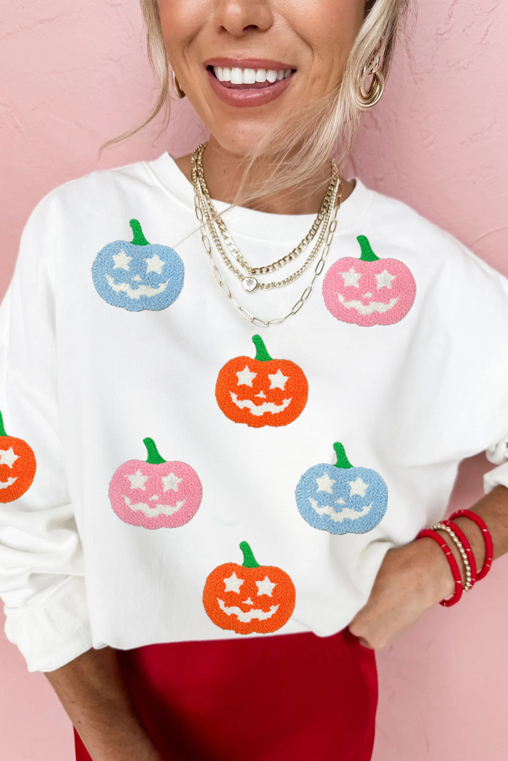 White Cute Halloween Jack-o-lantern Holiday Sweatshirt - loveforevers