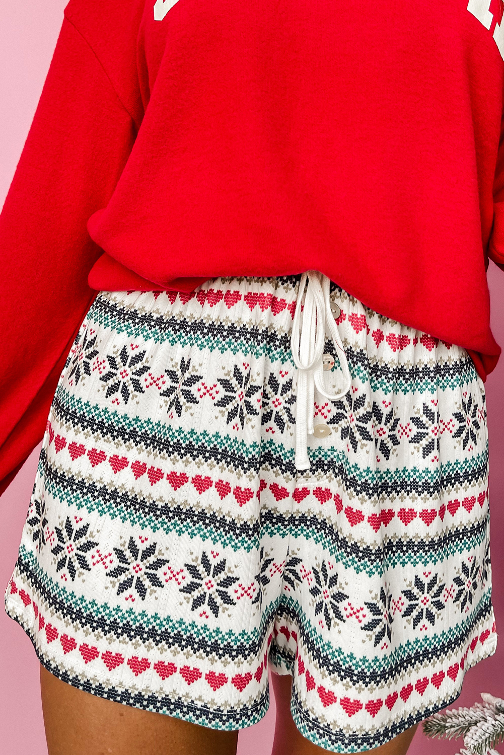 Fiery Red SLEIGH Snowflake Print Long Sleeve Wide Leg Lounge Set - loveforevers