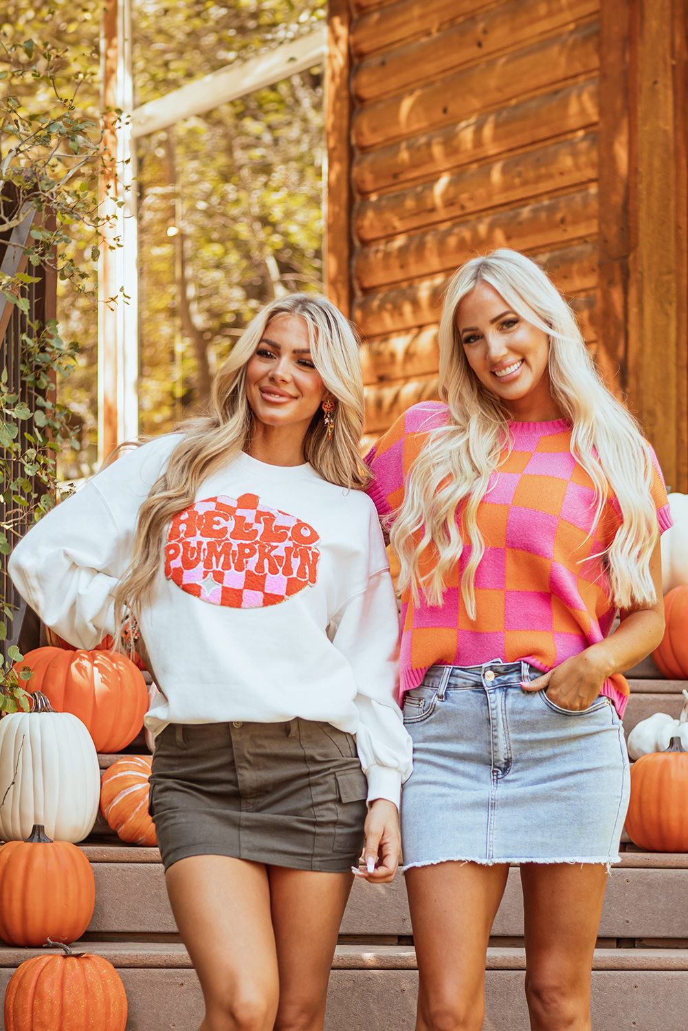 White Terry Halloween Pumpkin Patched Pattern Pullover Sweatshirt - loveforevers
