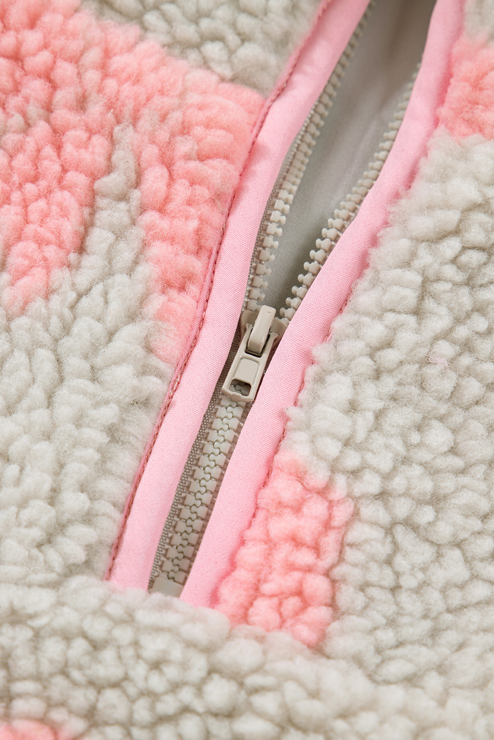 Gray Bow Sherpa Quarter Zip Drop Shoulder Baggy Sweatshirt - loveforevers