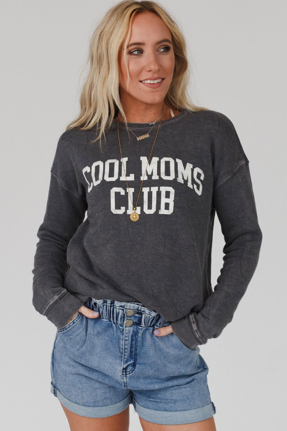 Gray COOL MOMS CLUB Drop Shoulder Sweatshirt - loveforevers