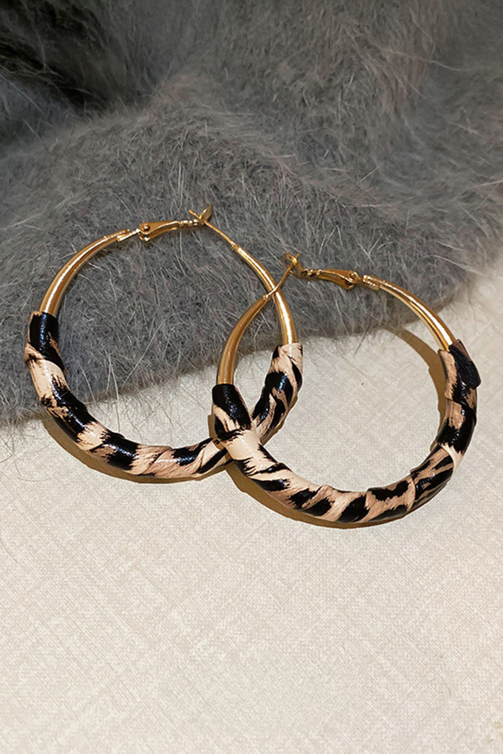 Gold Plated Leopard Detail Hoop Earrings - loveforevers