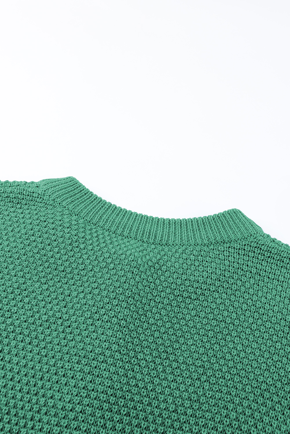 Green Henley Pullover Drop Shoulder Sweater with Slits - loveforevers
