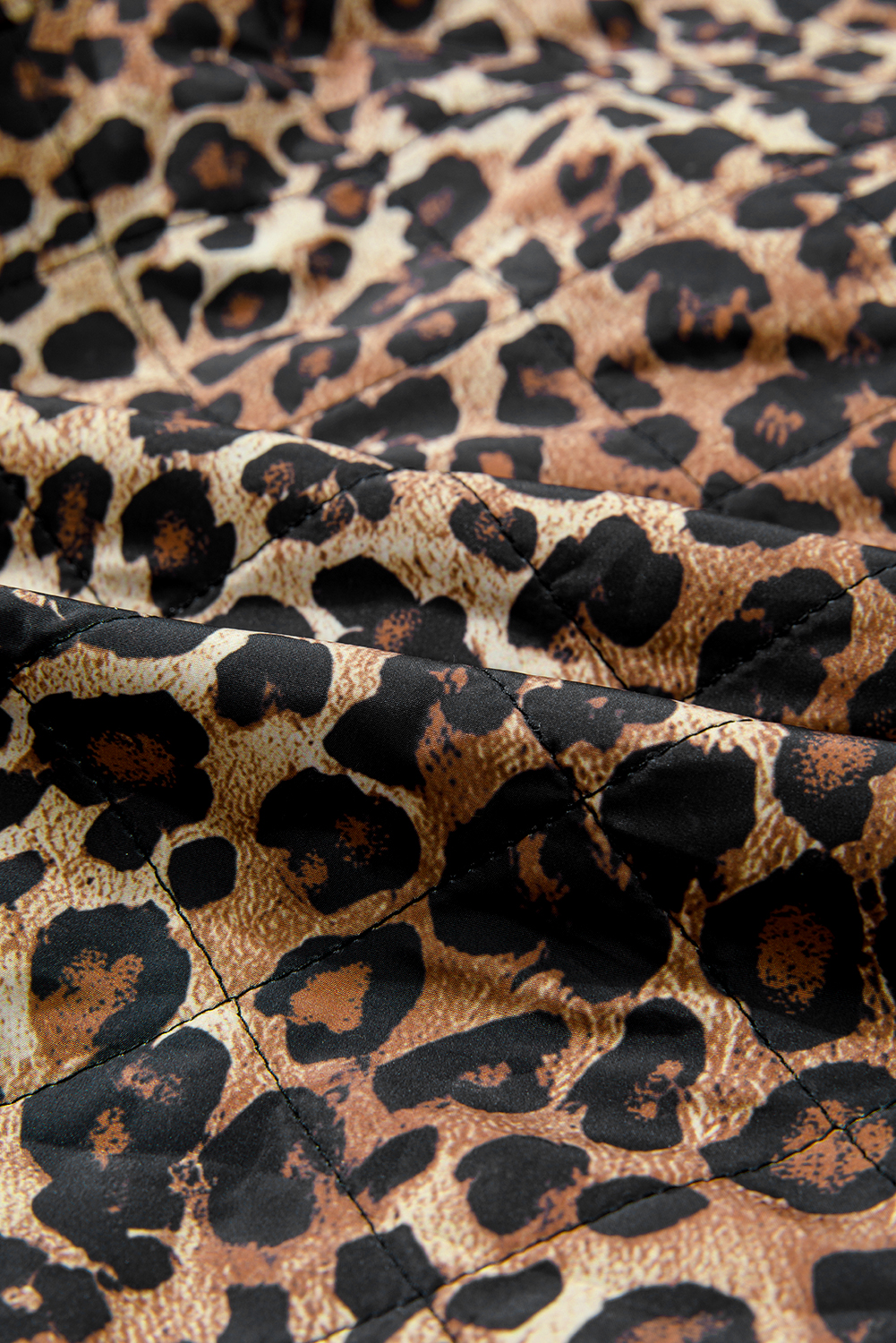 Khaki Leopard Quilted Tie Front Jacket - loveforevers