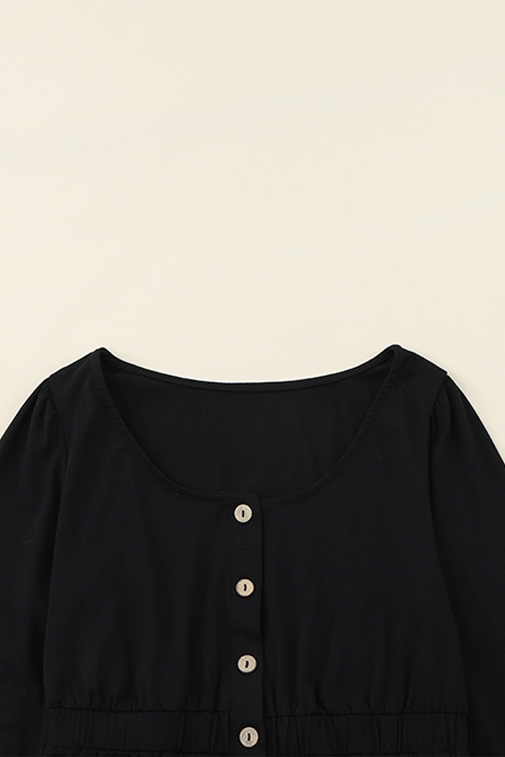 Black Button Up High Waist Long Sleeve Dress - loveforevers