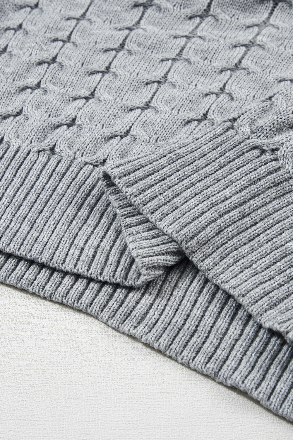 Medium Grey Cable Knit Turtleneck Batwing Sleeve Sweater - loveforevers