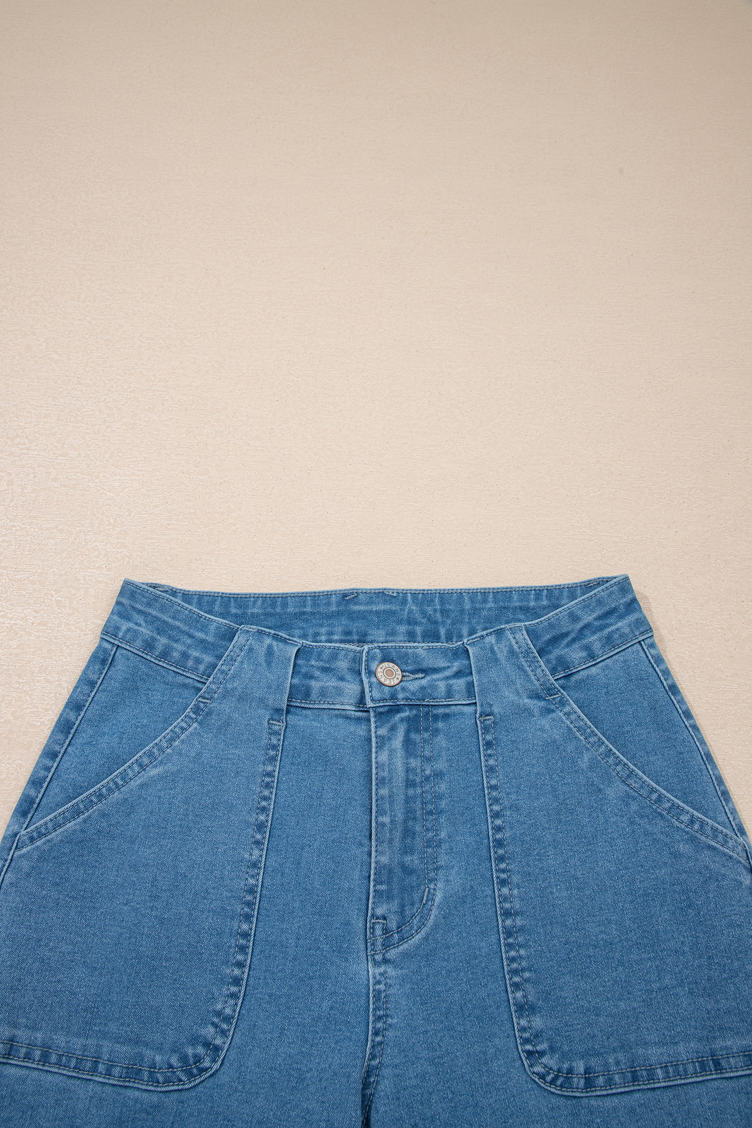 Dusk Blue Retro Washed Patch Pocket Loose Jeans - loveforevers