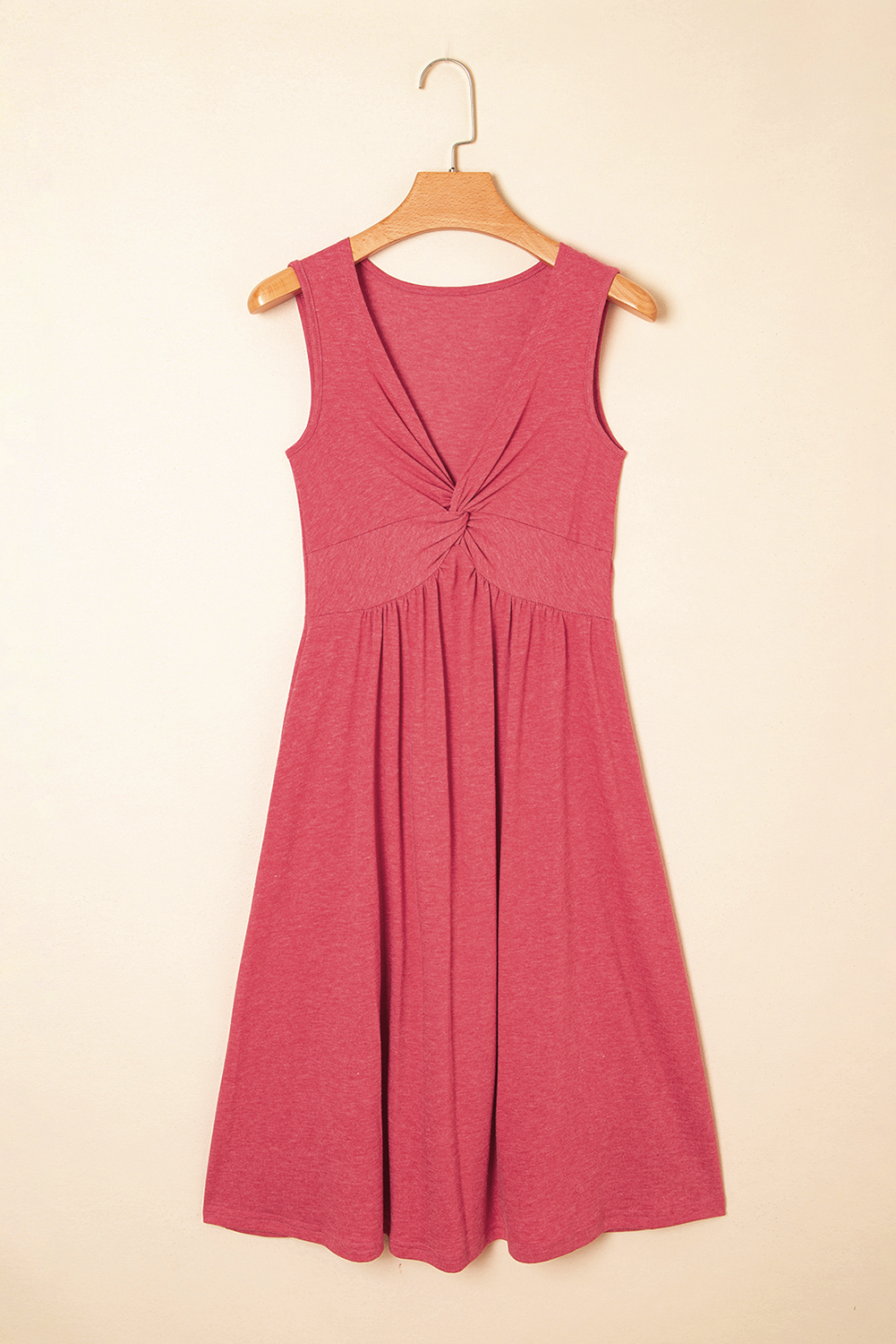 Blackish Green Twisted Bust V Neck Sleeveless Dress - loveforevers