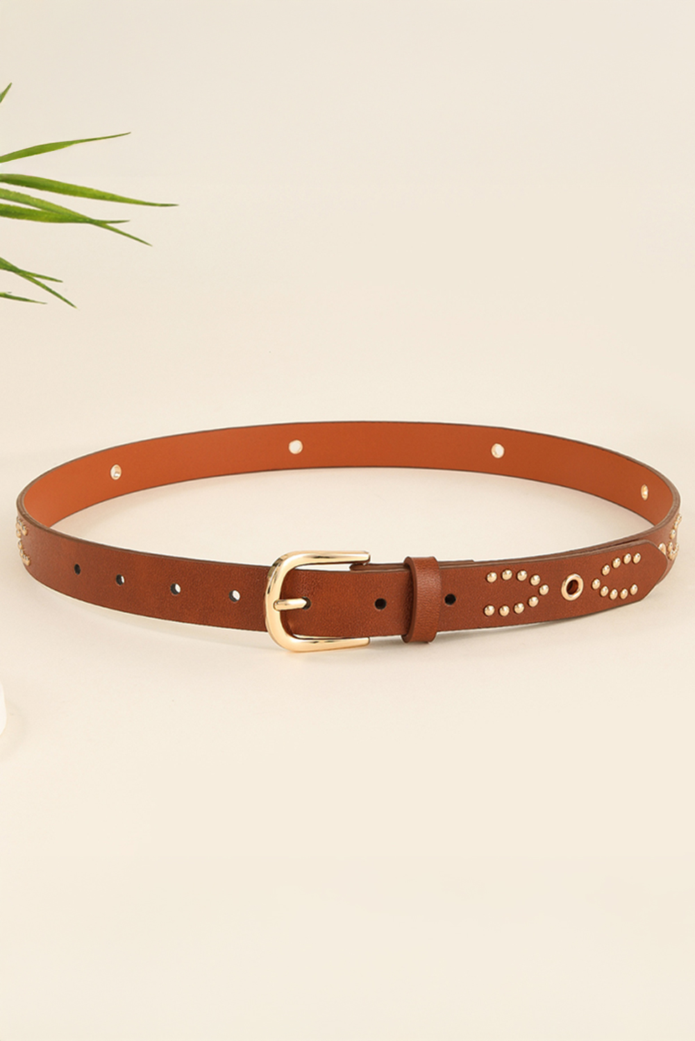 Cinnamon Studded PU Leather Waist Belt - loveforevers