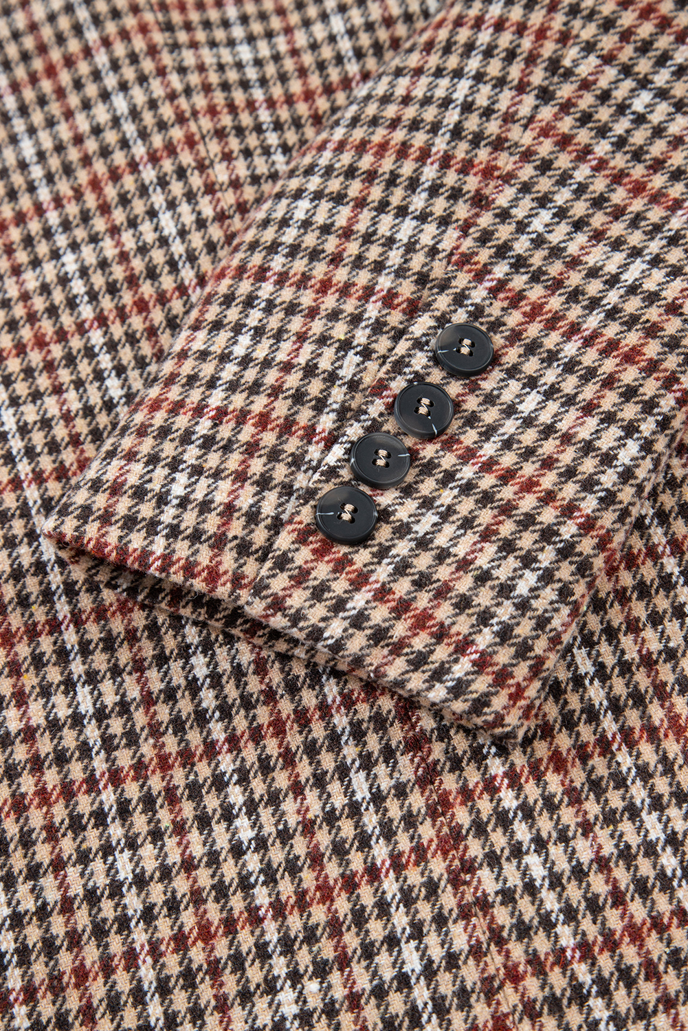 Brown Houndstooth Lapel Collar Blazer - loveforevers