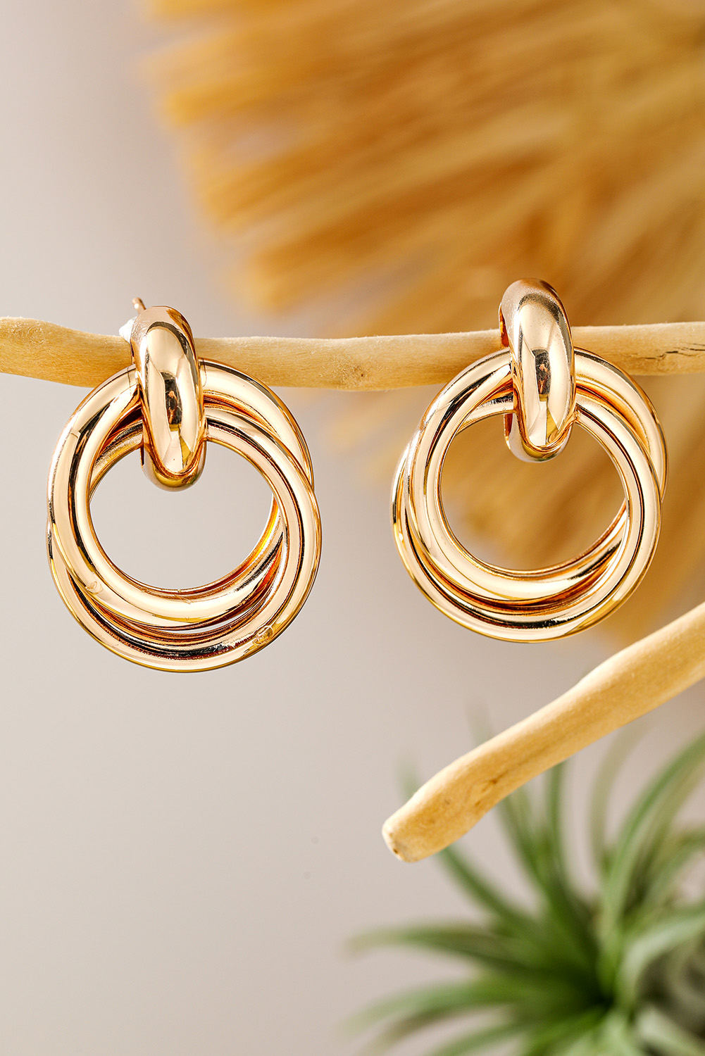 Gold Circles Plated Alloy Stud Earrings - loveforevers