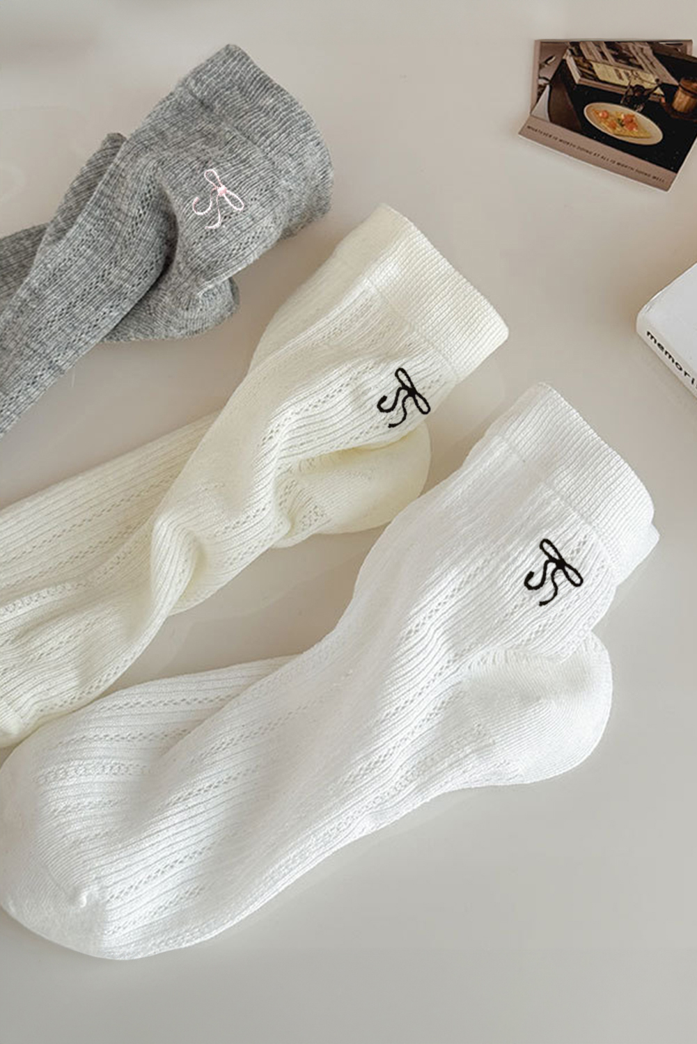 Dark Grey Bow Knot Ankle Socks - loveforevers