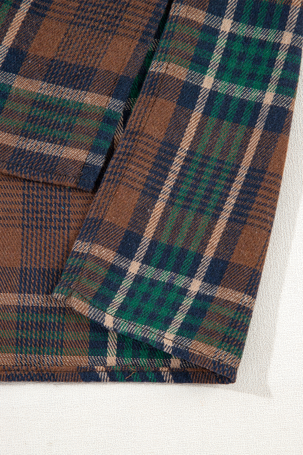 Brown Plaid Print Chest Pockets Buttoned Shirt Jacket - loveforevers