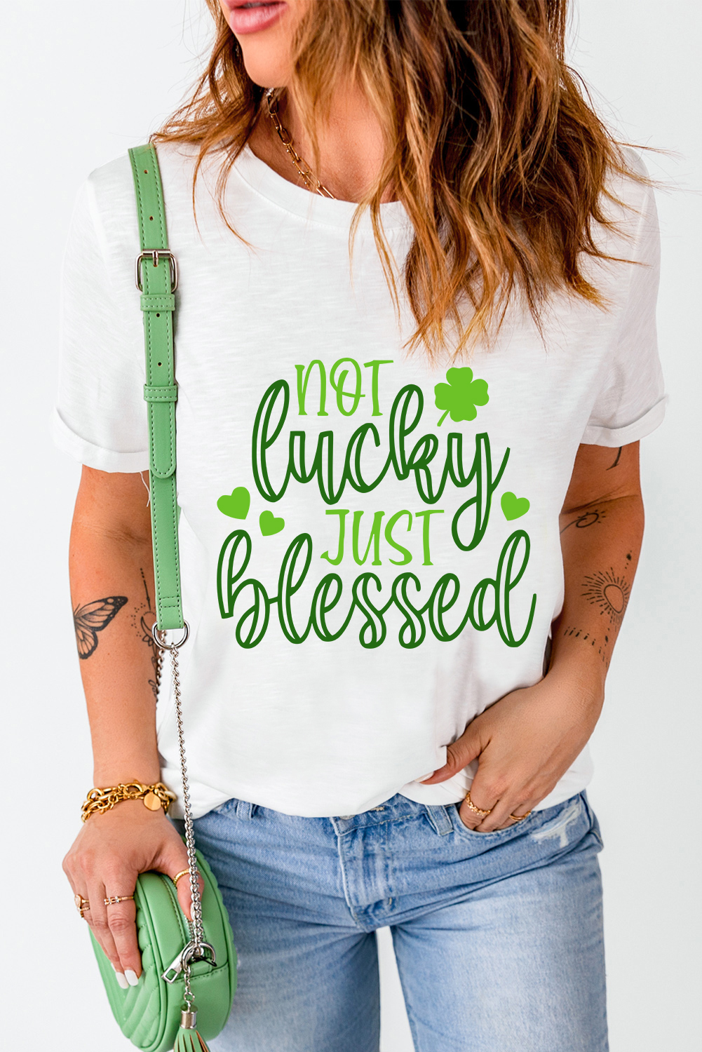 Black St. Patricks Lucky Clover Print O Neck T Shirt - loveforevers