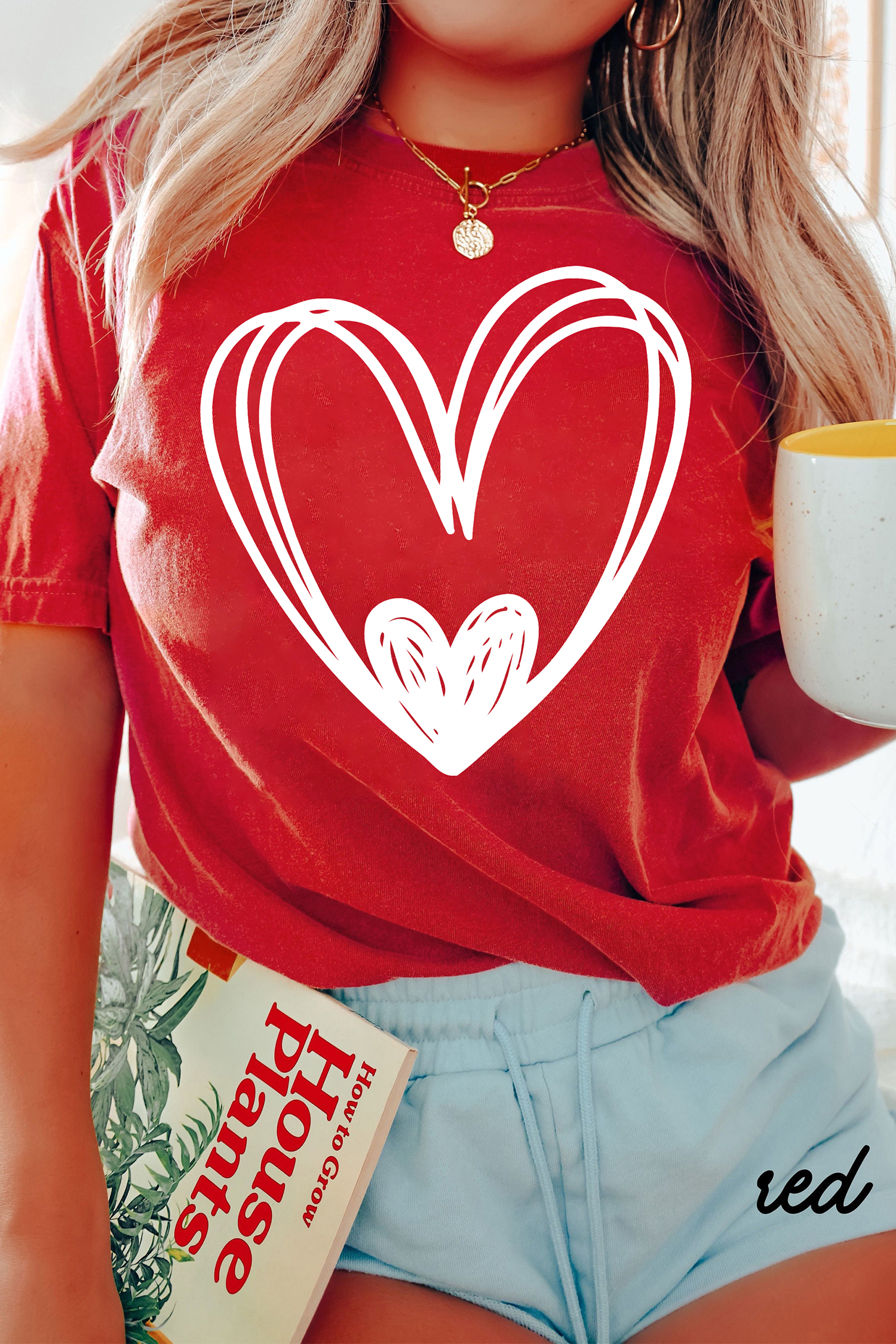 Red Hand Drawn Heart Valentines Day Fashion T Shirt - loveforevers
