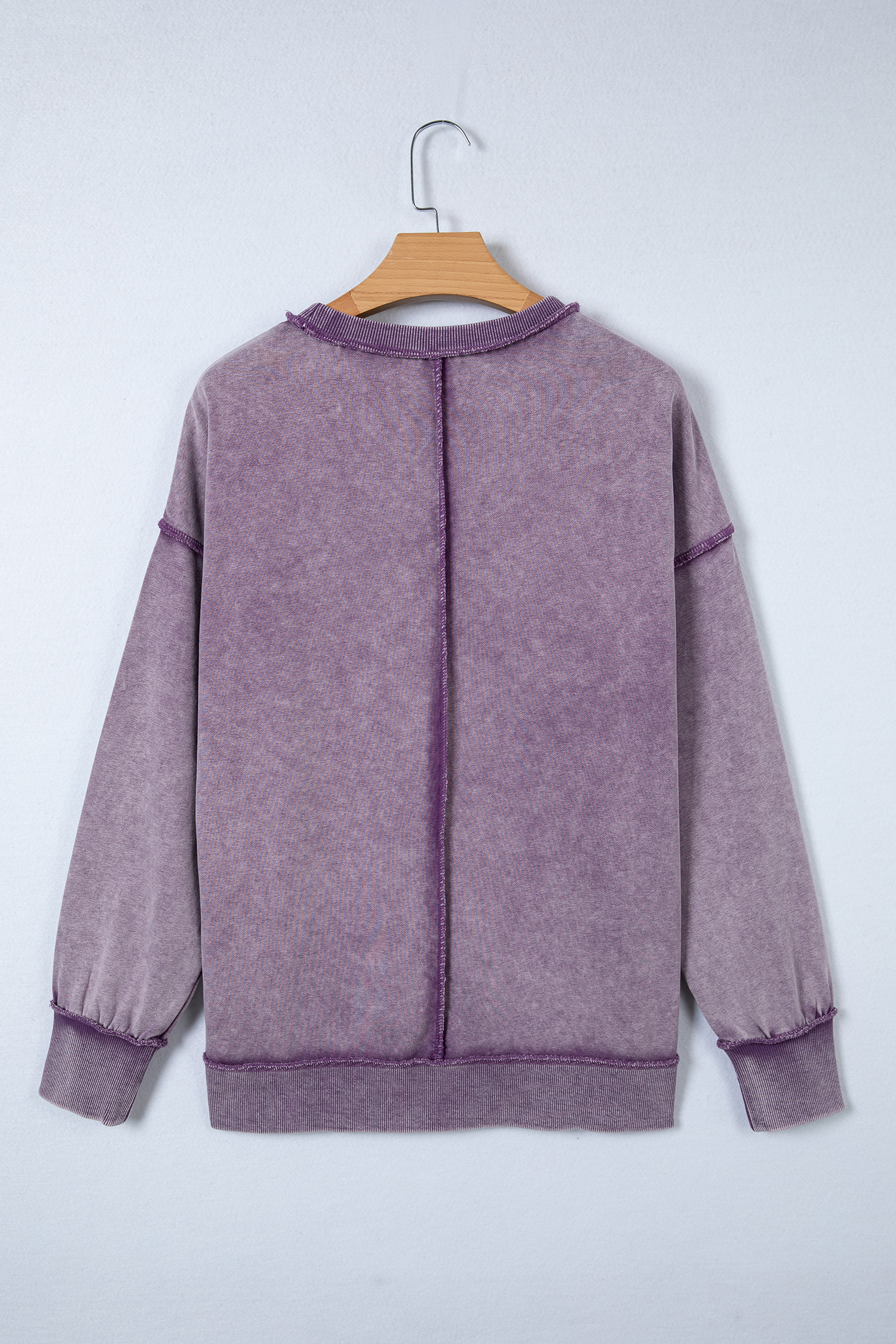 Valerian Mineral Wash Exposed Seam Side Slit Sweatshirt - loveforevers