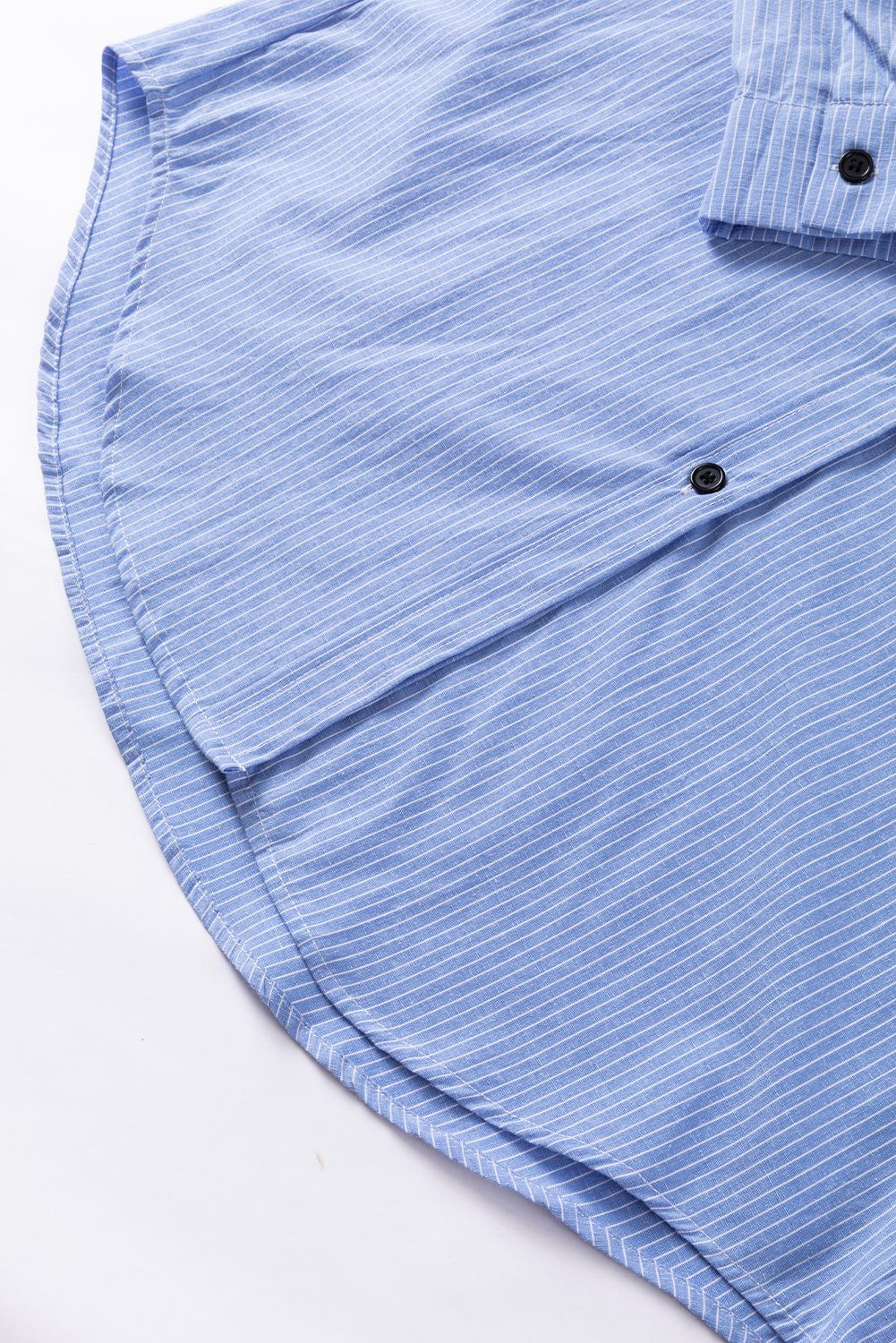 DEAR-LOVER Stripe Roll-tab Sleeve Pocketed Long Shirt - loveforevers