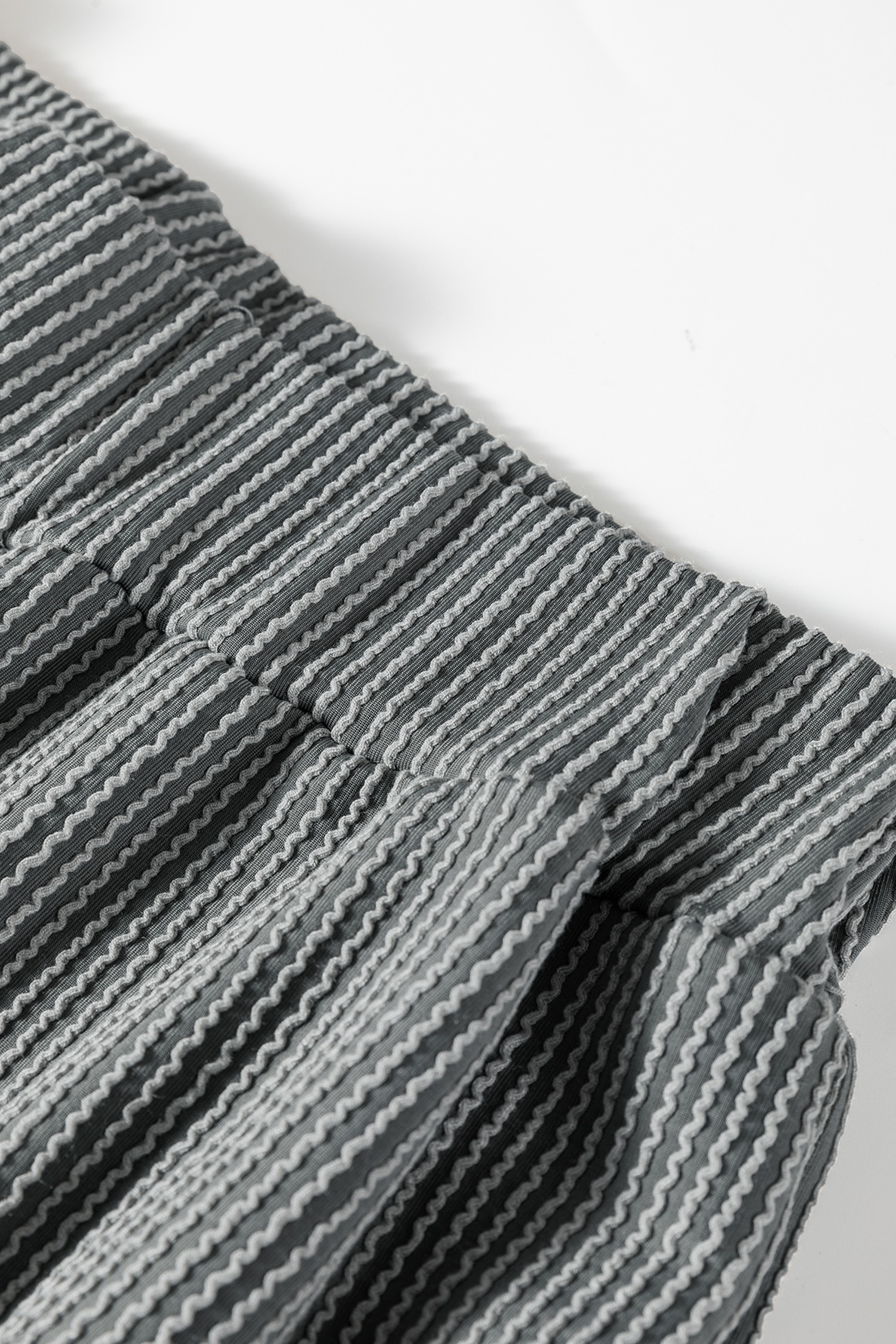 Dark Grey Twisted Ribbed High Neck Loose Tee Elastic High Waist Loose Pant Set - loveforevers