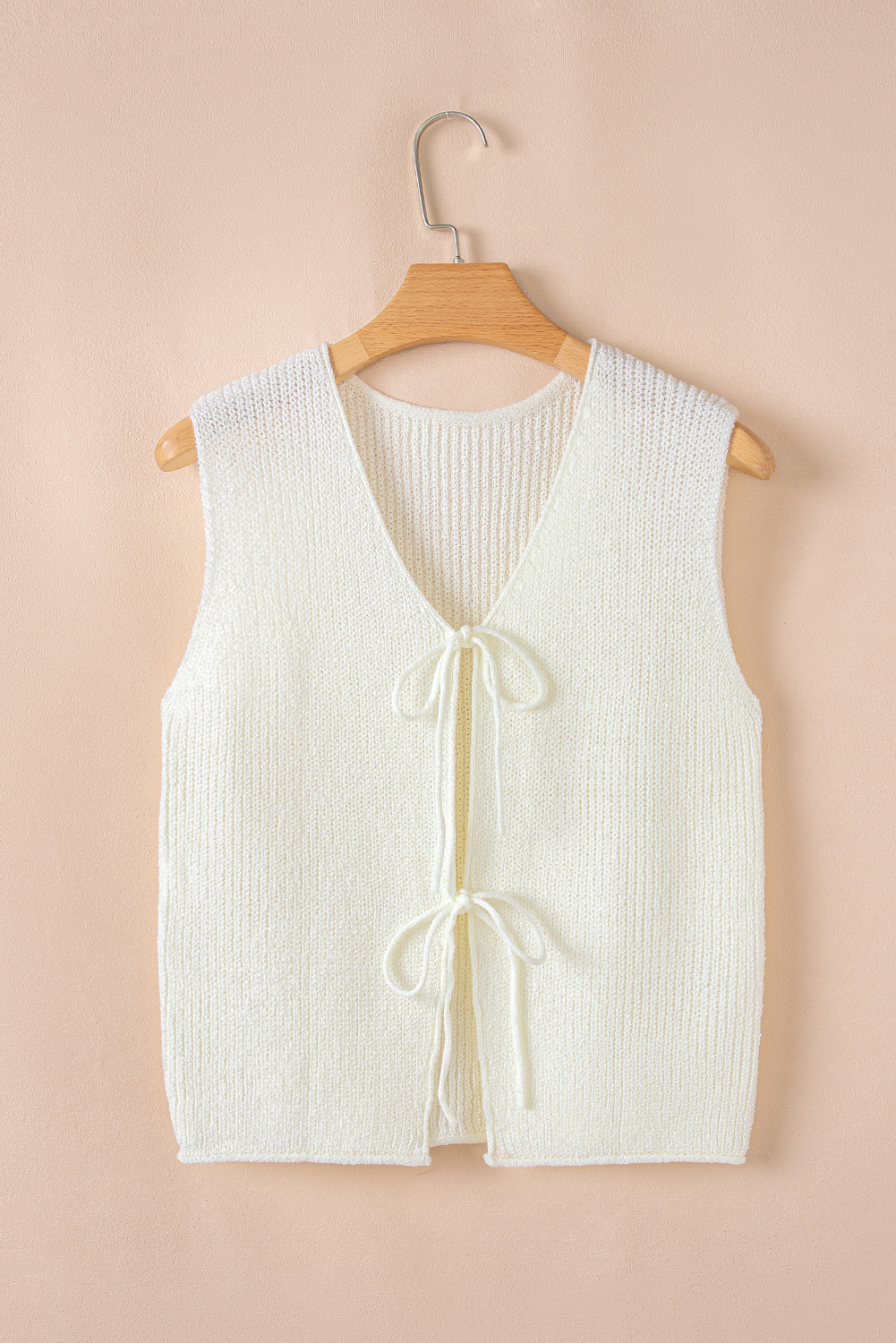 Tomato Red Lace-up Front V Neck Sweater Vest - loveforevers
