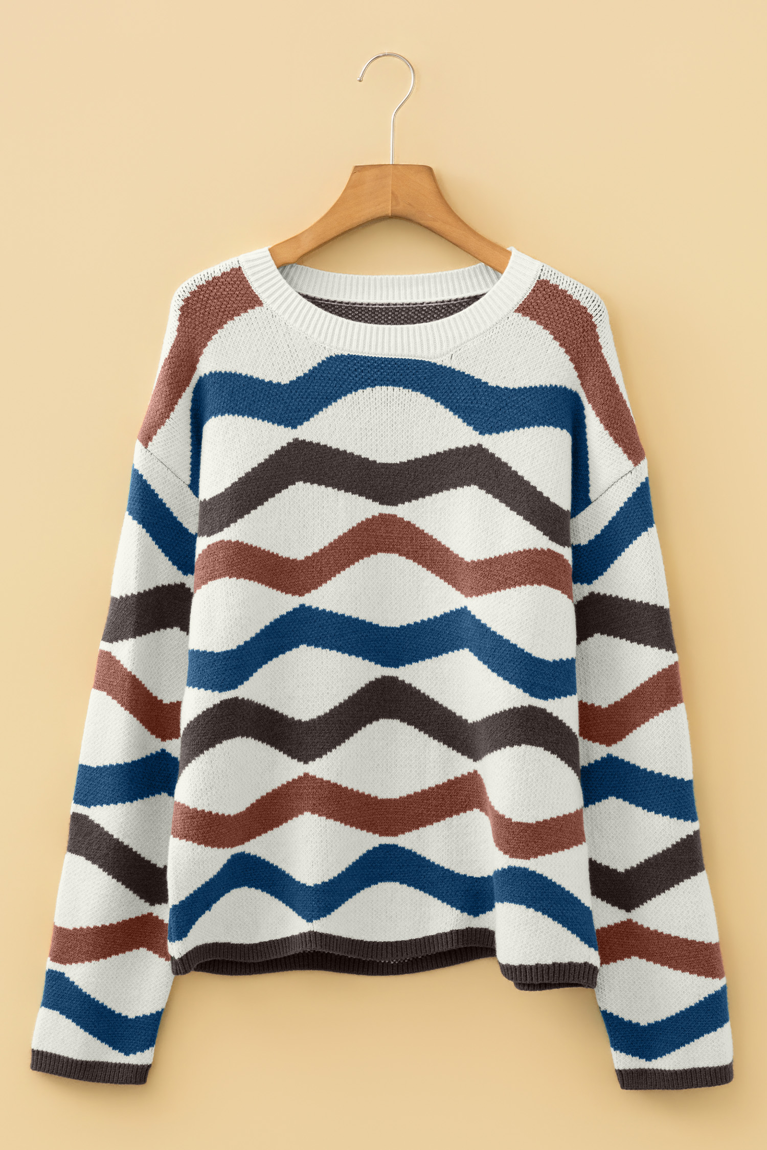 Multicolour Retro Wave Print Western Sweater - loveforevers