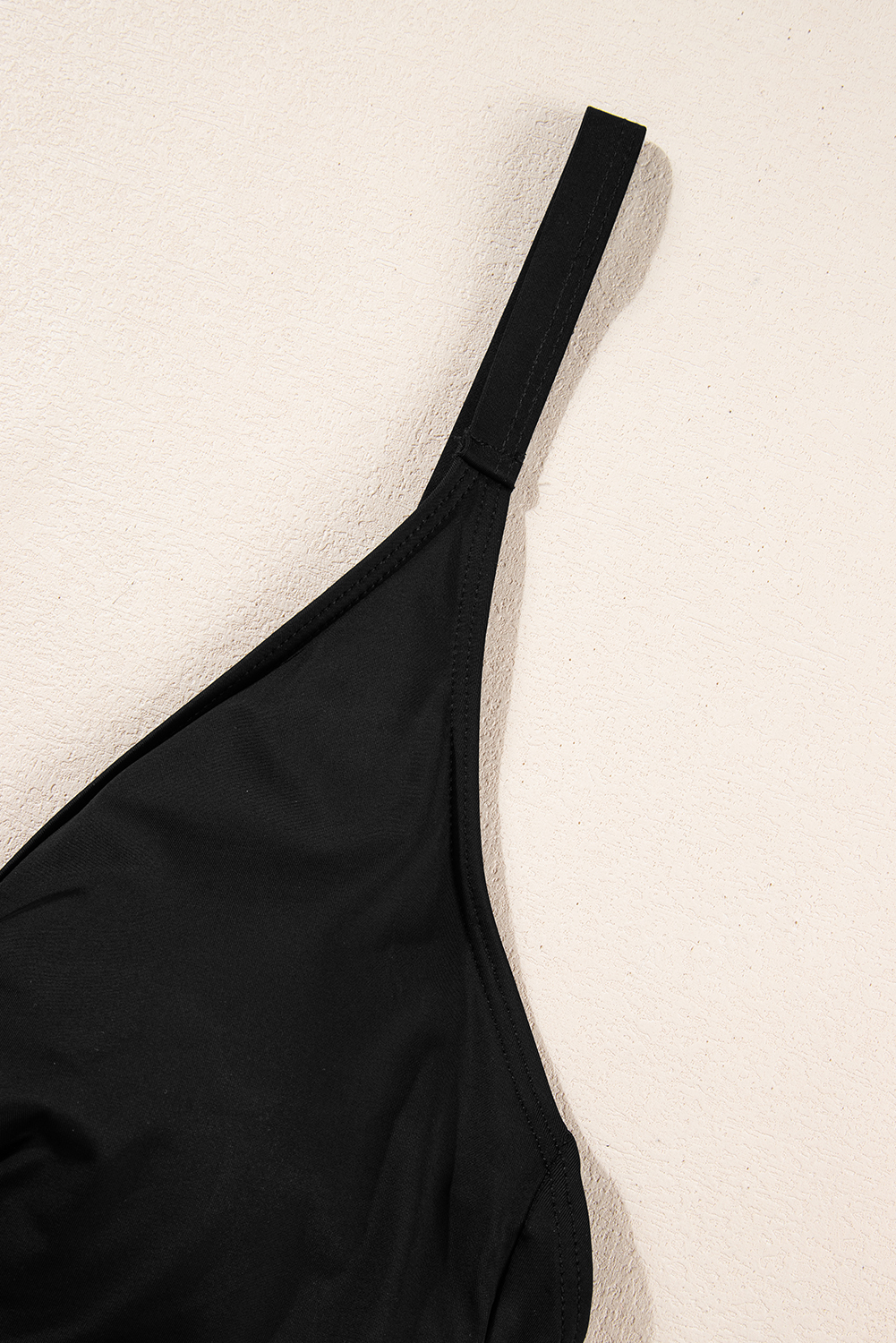 Black V Neck Twist Ruched Crisscross Backless One-Piece Swimsuit - loveforevers