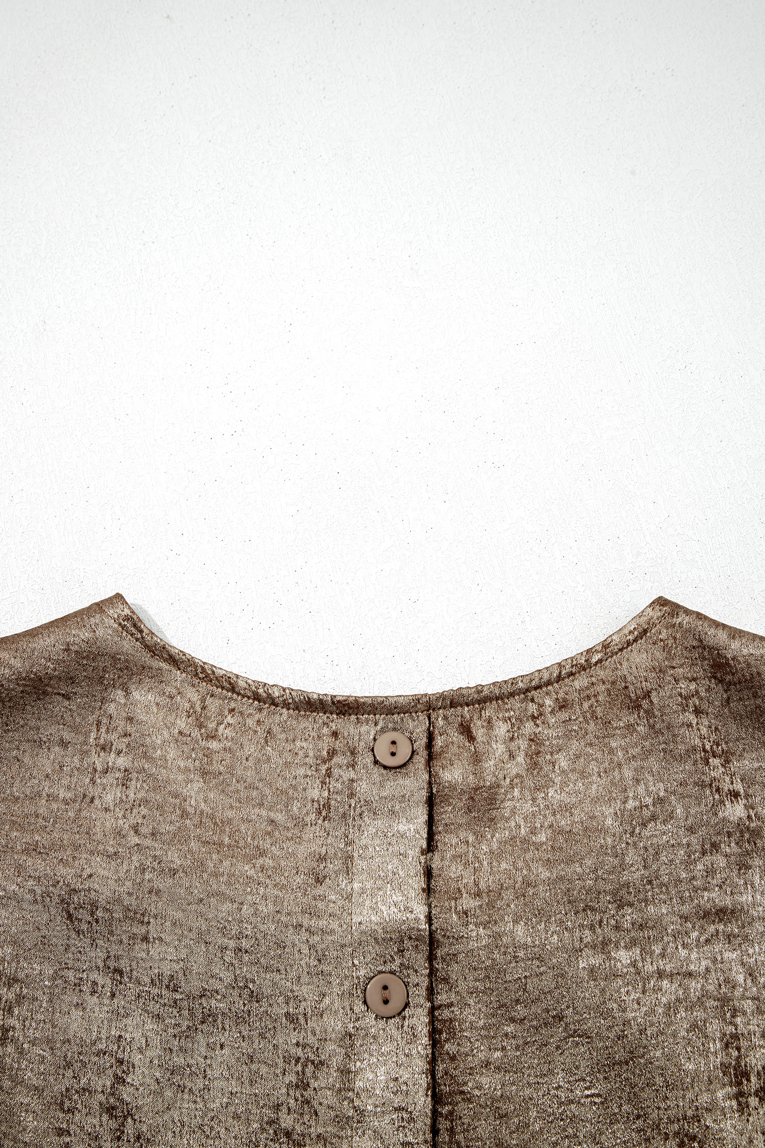 Apricot Metallic Round Neck Smocked Long Sleeve Blouse - loveforevers