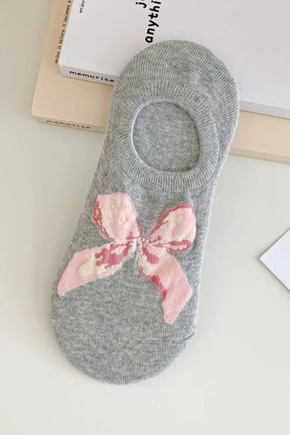 Gray Bow Knot Soft No Show Socks - loveforevers