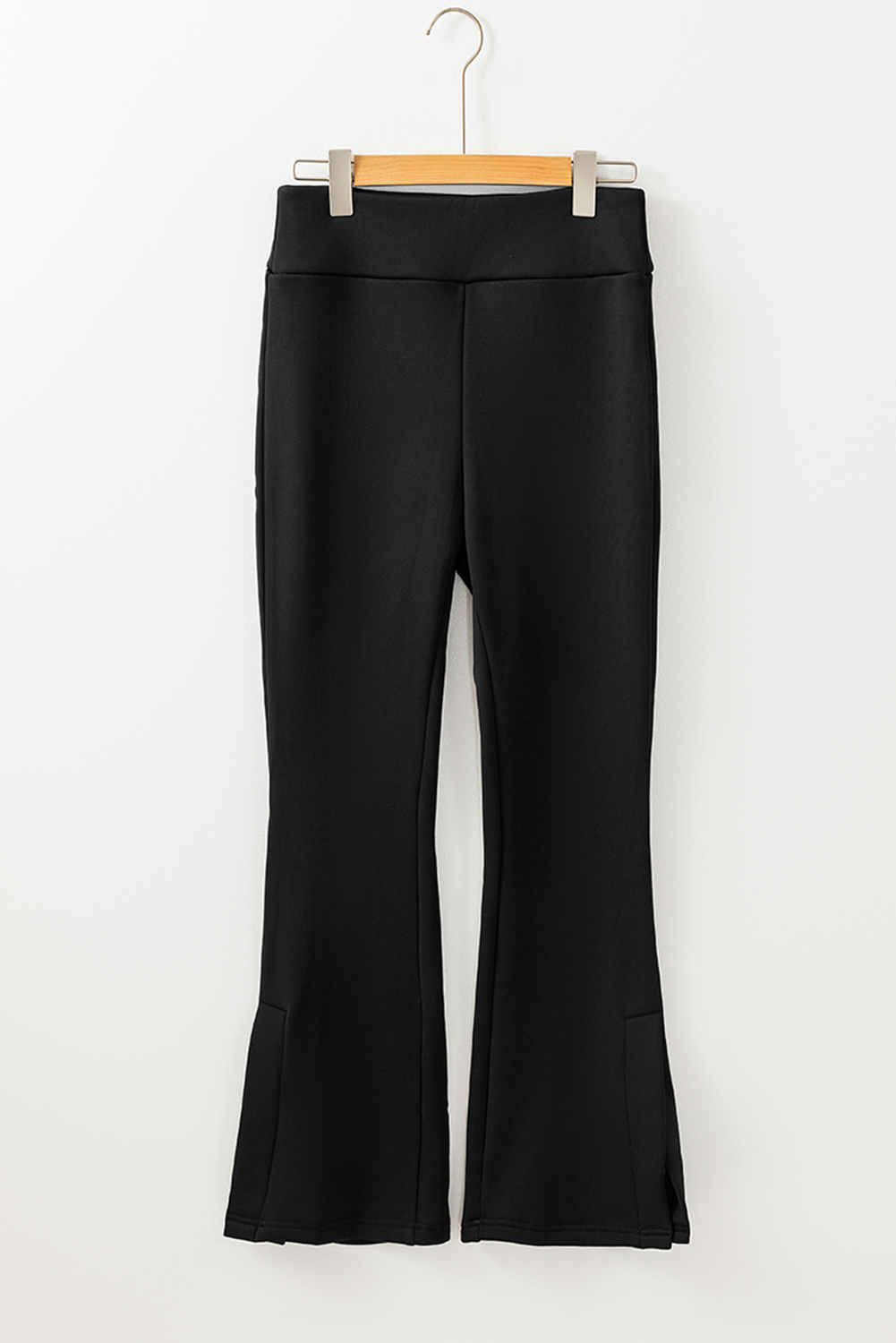 Black Thermal Lined Split Flare Leg Pants - loveforevers