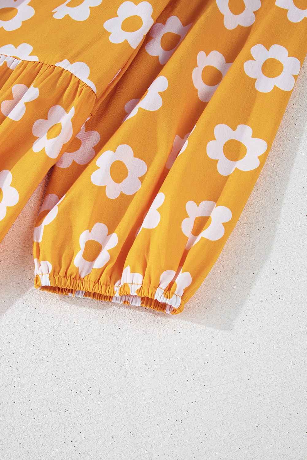 Yellow Flower Print Bracelet Sleeve Buttons Collared Maxi Dress - loveforevers