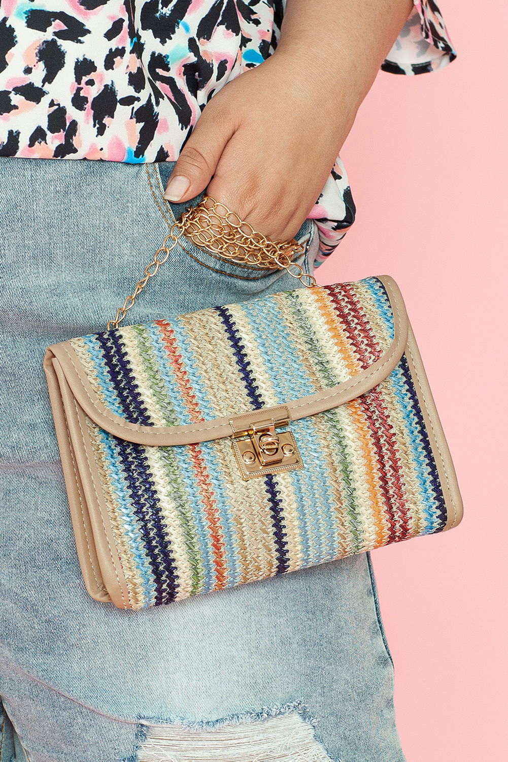 Iceland Blue Striped Crochet Flapped Single Shoulder Bag - loveforevers