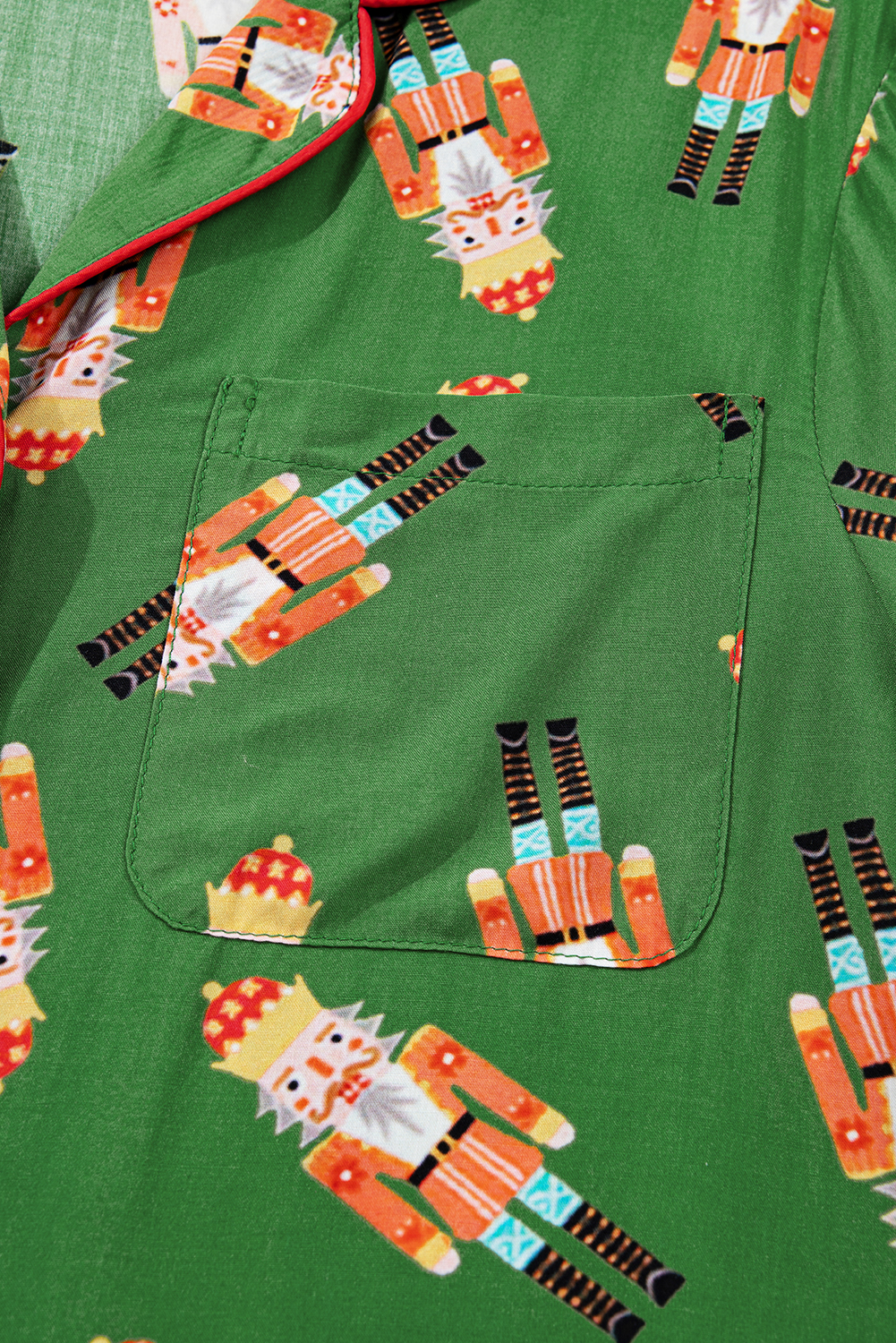Green Christmas Candy Contrast Trim Bow Knot Silky 2pcs Pajama Set - loveforevers