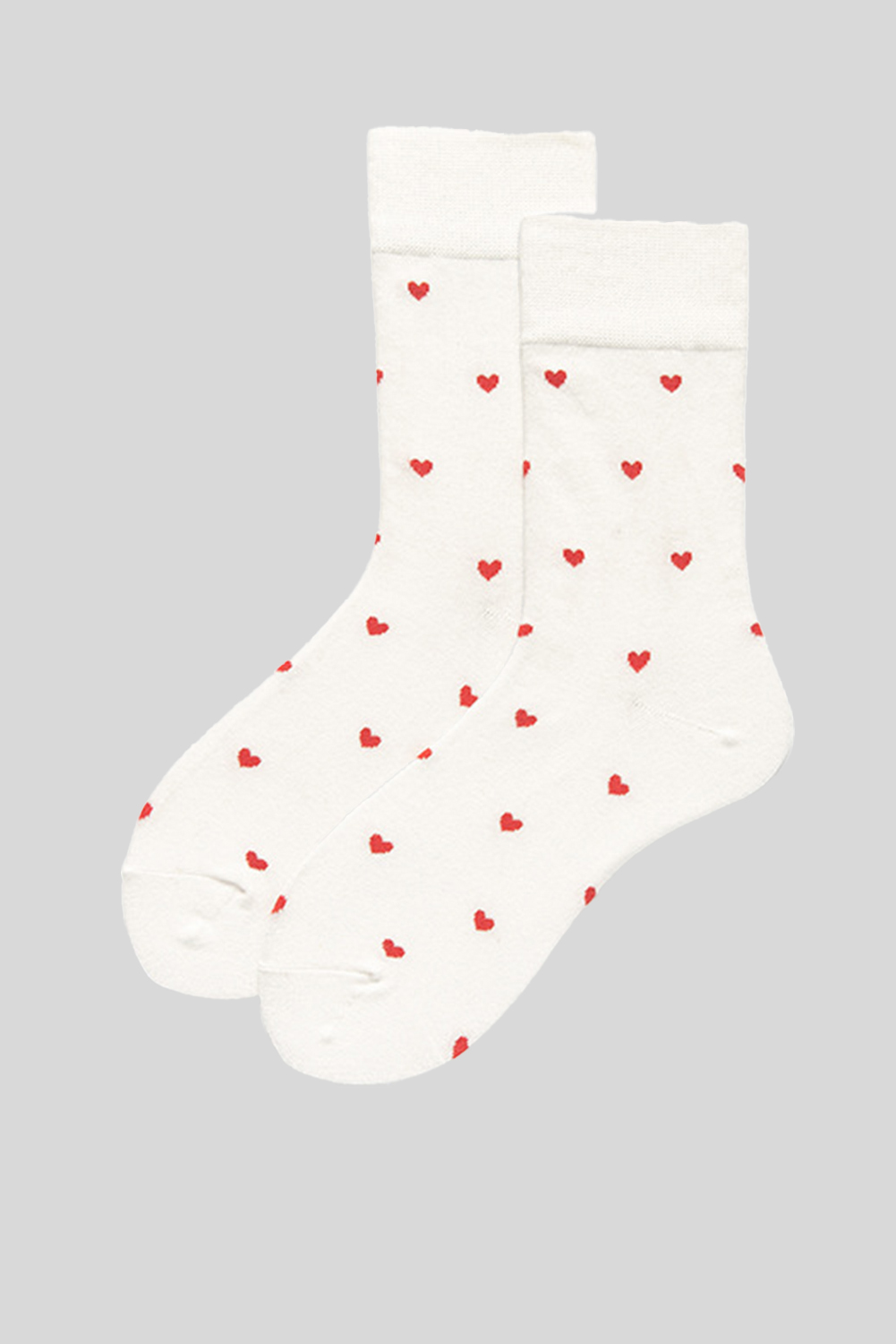 White Valentines Heart Pattern Crew Socks - loveforevers