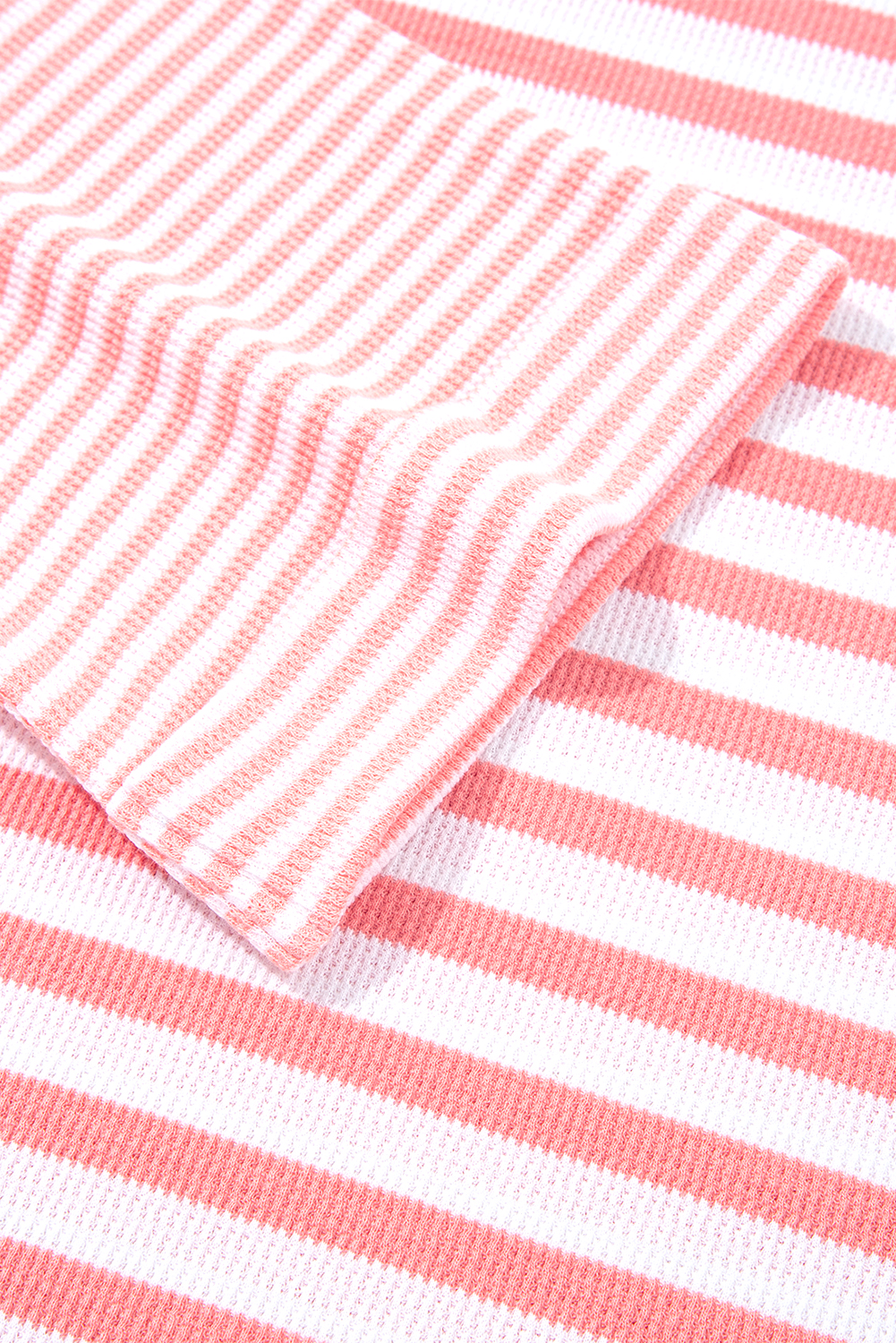 Pink Stripe Textured Contrast Dropped Long Sleeve Top - loveforevers