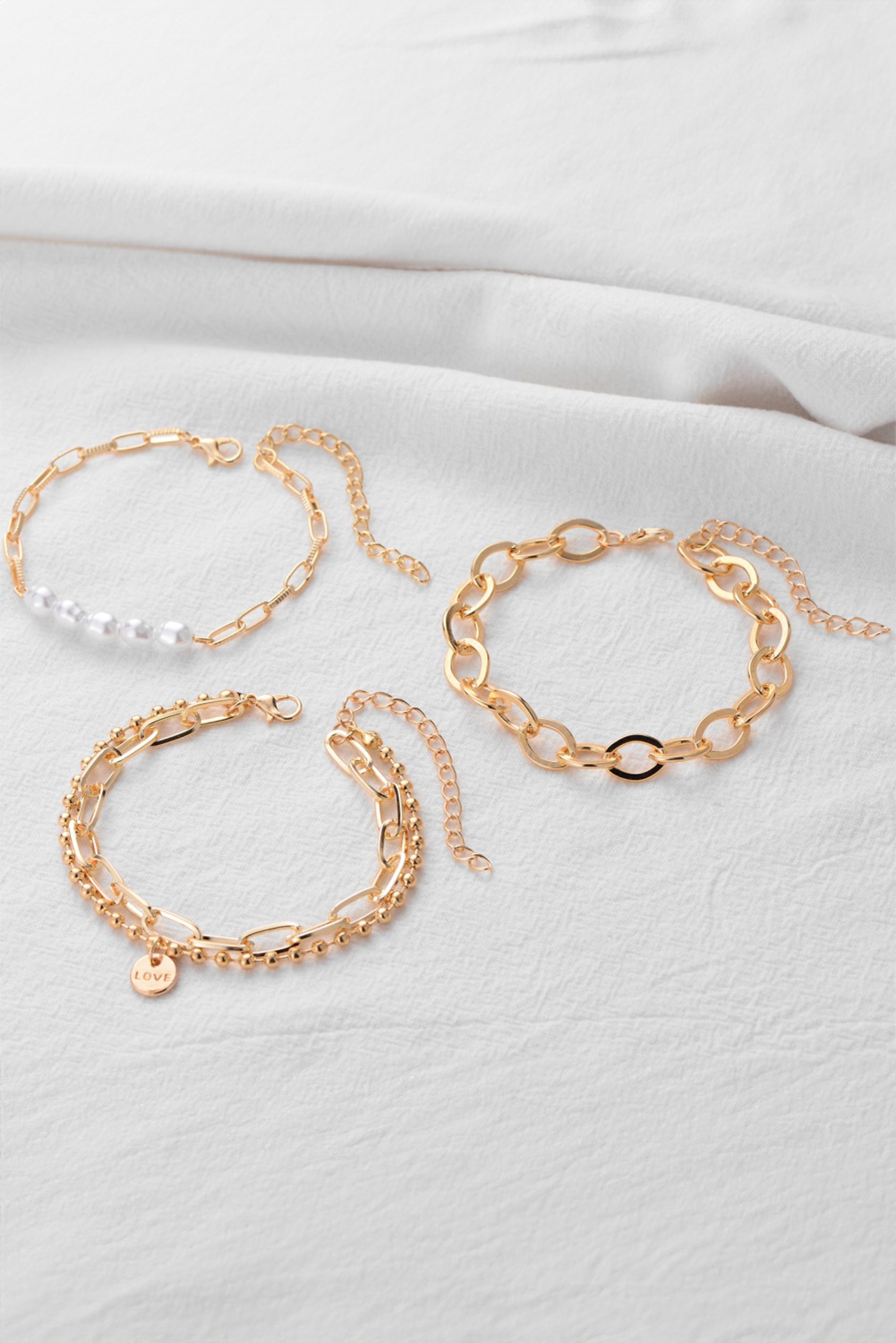Gold Pearl Plated Alloy Adjustable Chain Bracelet - loveforevers