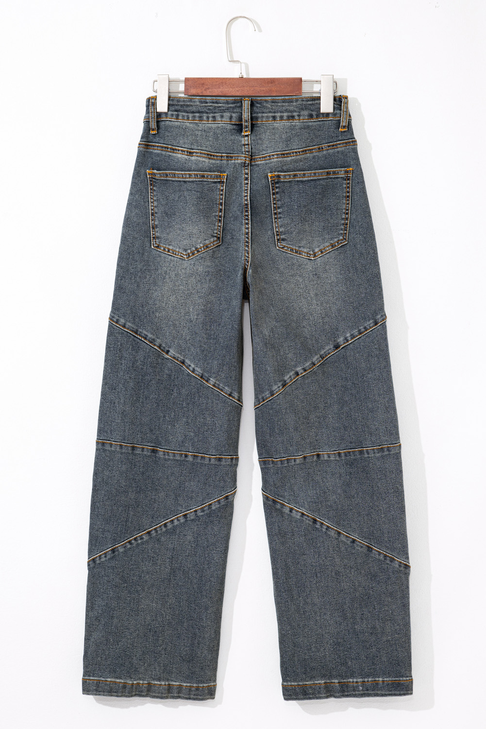 Sail Blue Exposed Stitching Loose Straight High Waist Jeans - loveforevers