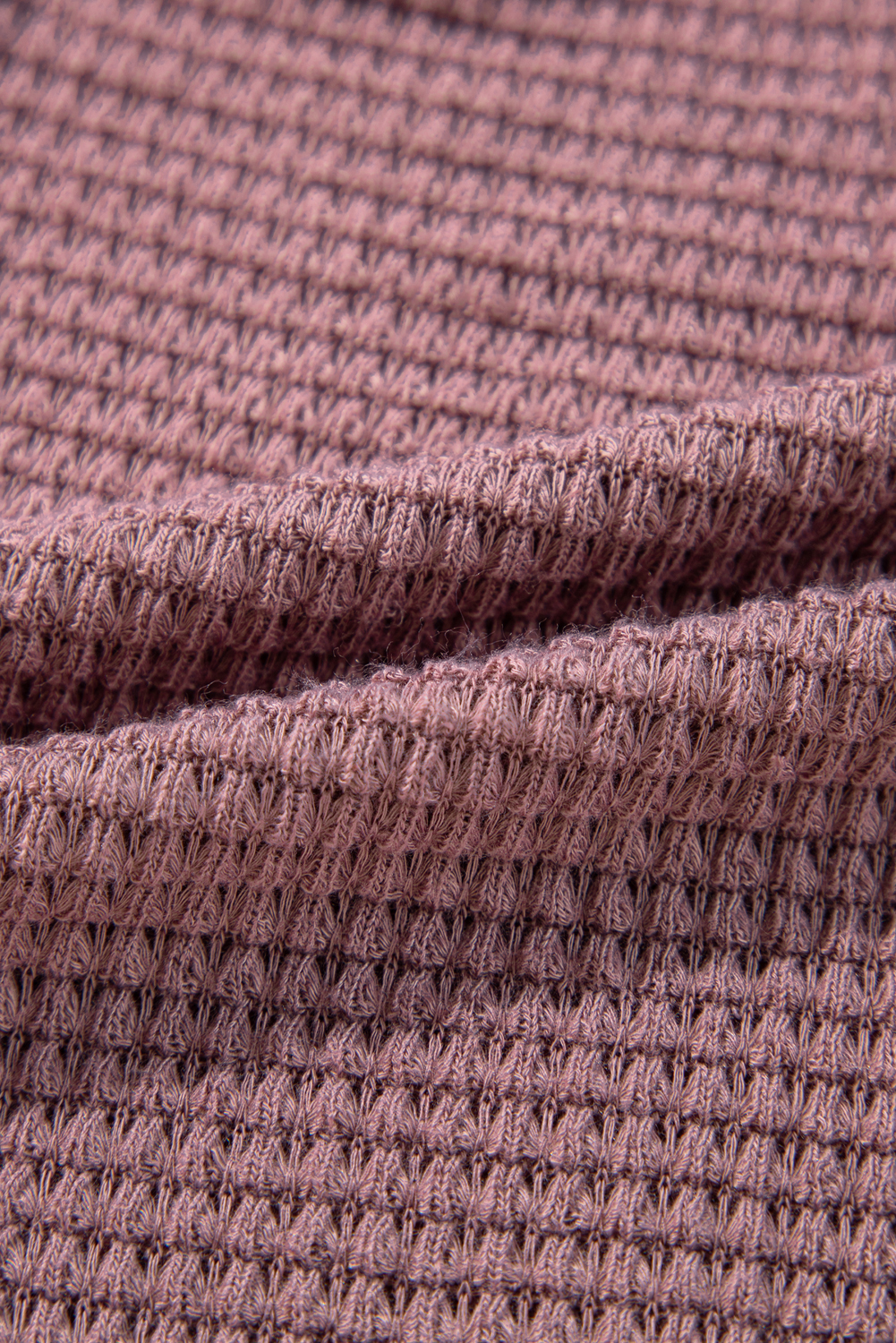 Pink Waffle Knit V Neck Long Sleeve Babydoll Top - loveforevers