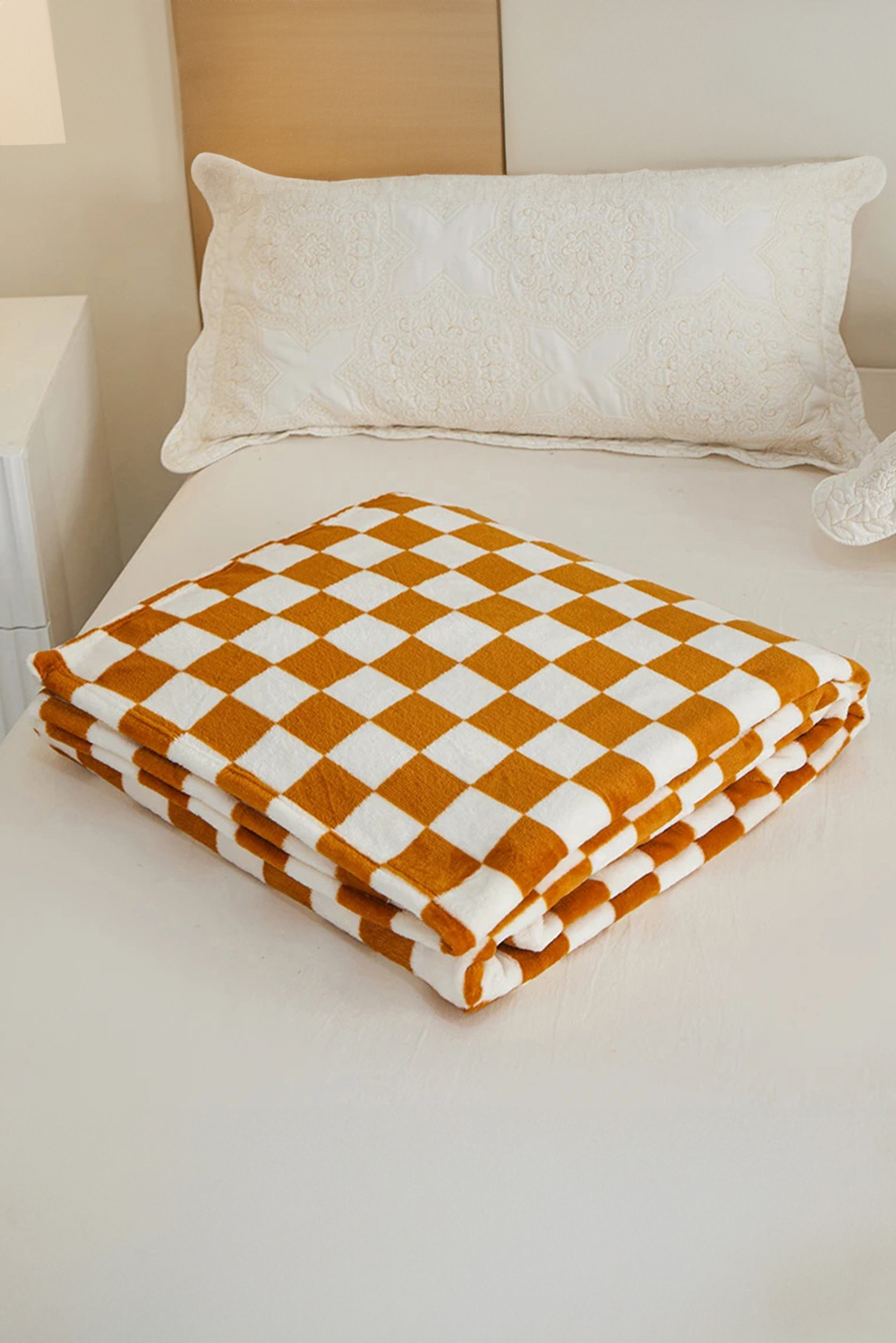 Yellow Checkerboard Printed Soft Throw Blanket 120*200cm - loveforevers