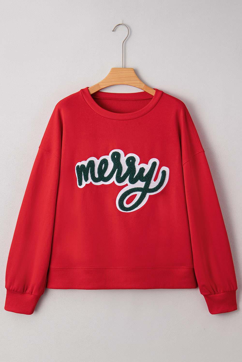 Fiery Red Merry Script Holiday Christmas Graphic Sweatshirt - loveforevers