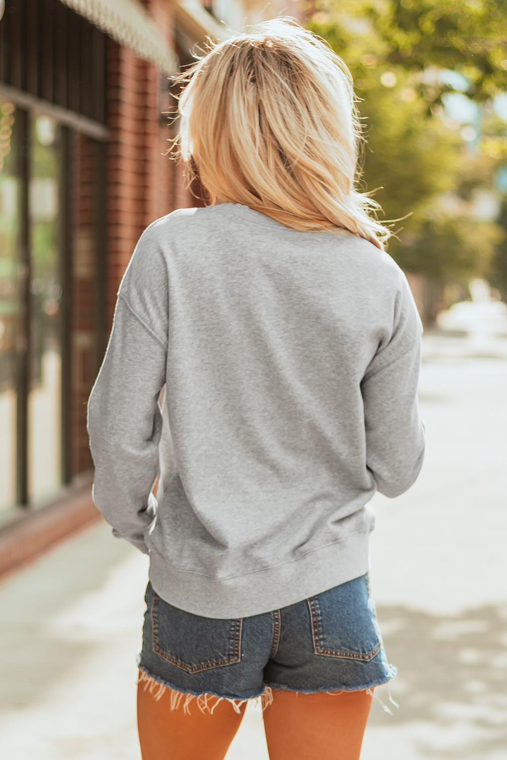 Gray Sequin Baseball Game Day Graphic Casual Sweatshirt - loveforevers