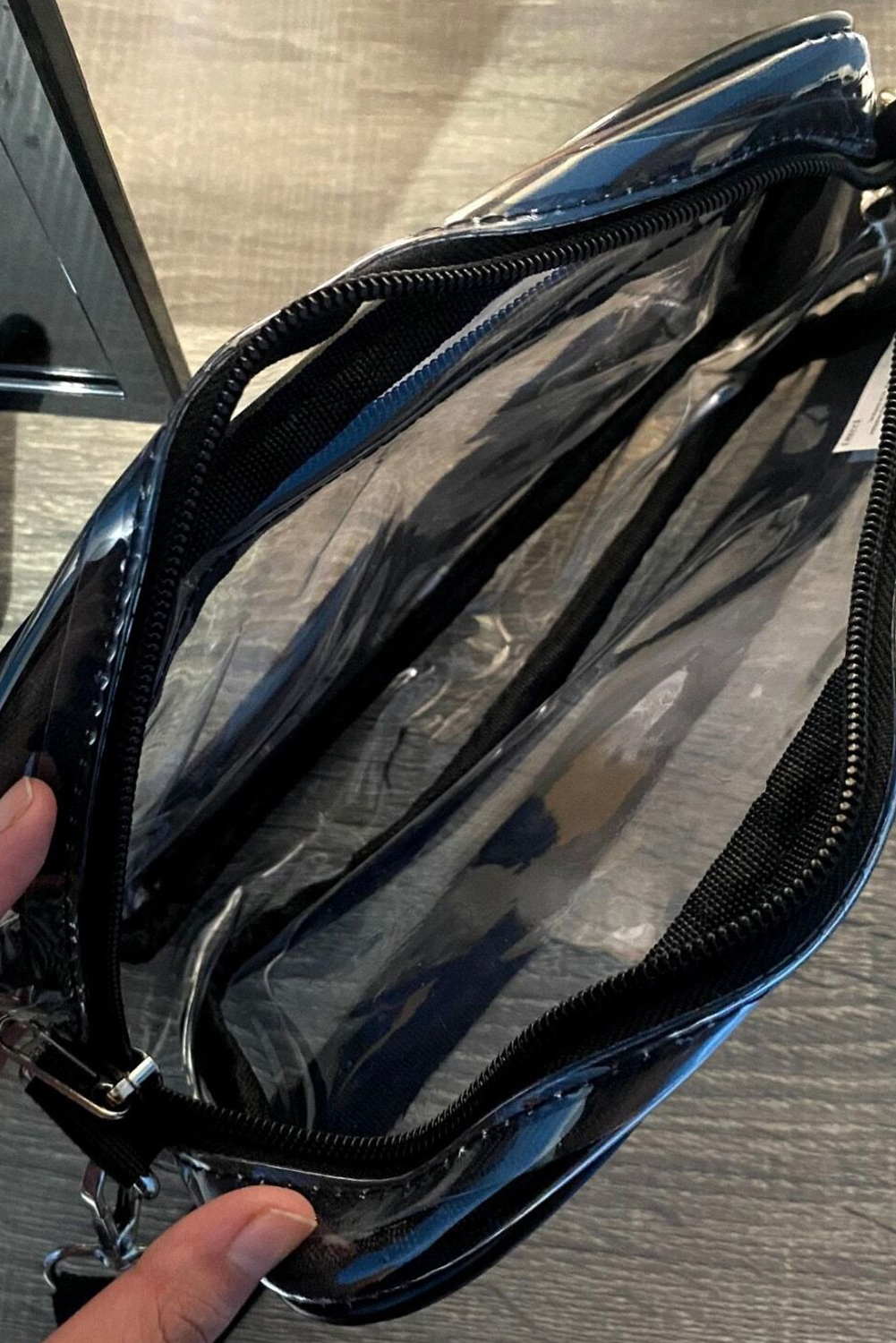 Gray Multi-Pocket Contrast Edge Detachable Strap Clear Shoulder Bag - loveforevers