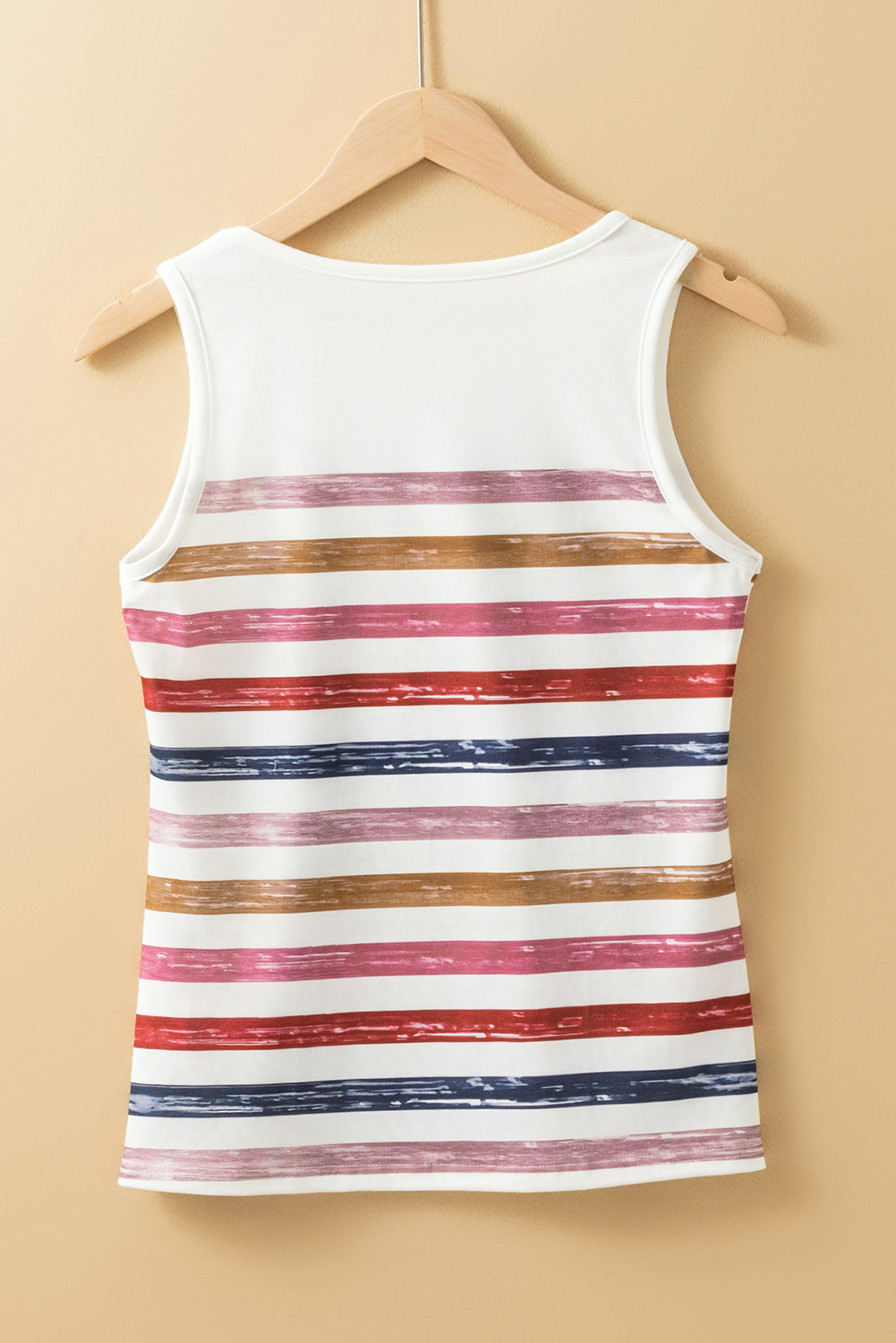 Red Stripe Rainbow Round Neck Tank Top - loveforevers