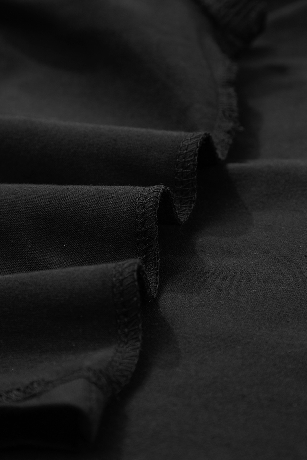 Black Ruffled Crew Neck Slim Fit Top - loveforevers