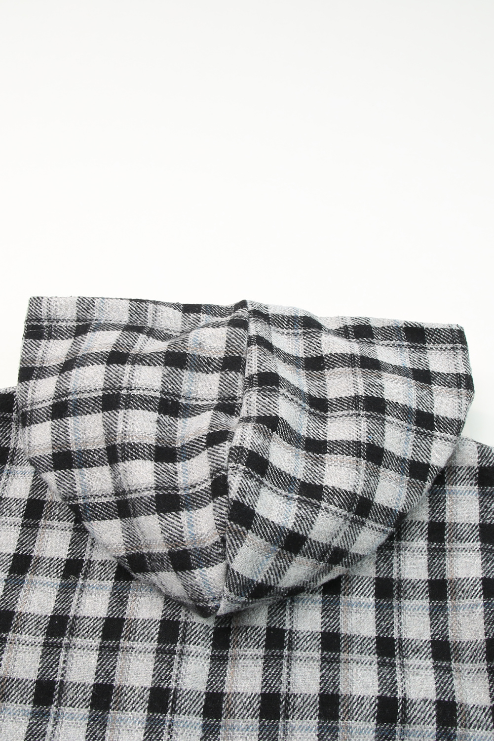 Black Plaid Pattern Sherpa Lined Hooded Shacket - loveforevers